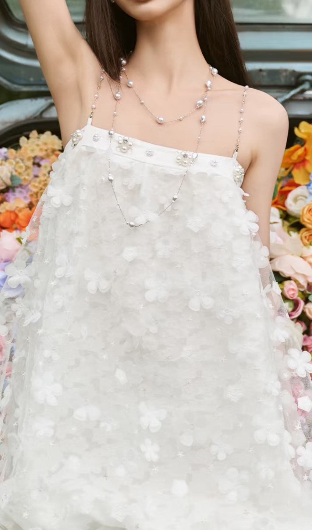 5a002ca345524aa050bf3cef0fc64bb2.png Fashionslee Women Harsha White Flower Embellished Maxi Dress