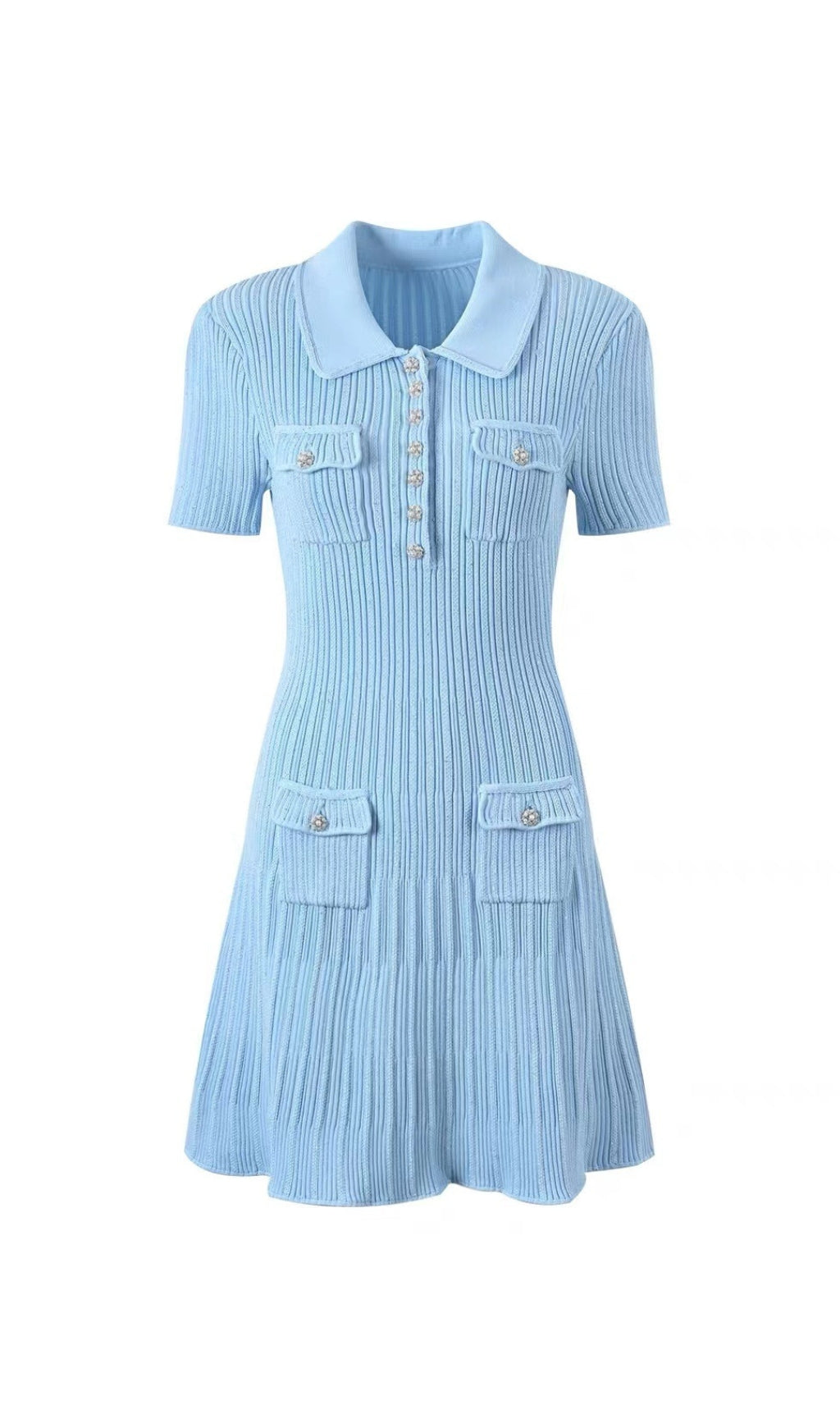 5a03752465c8782409fb798c3efda1d1.jpeg Fashionslee Women Arsène Blue Knit Mini Dress