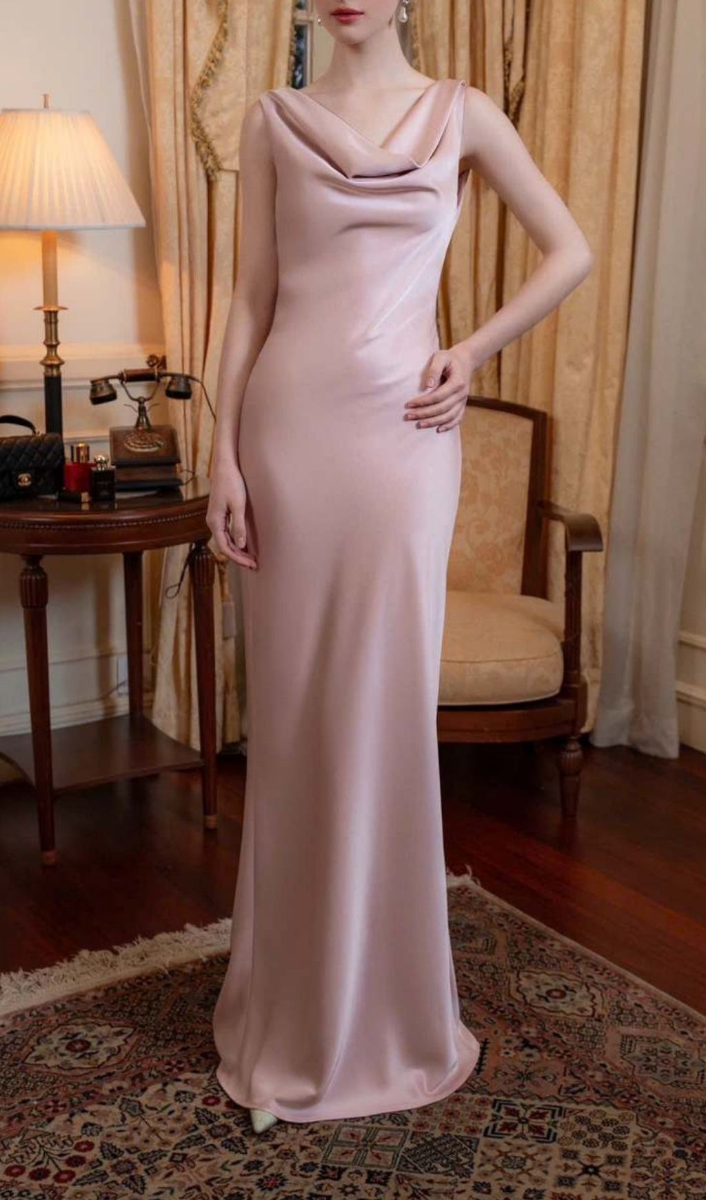 5a2332de3cf00bc7772c7430b8390ecb.jpg Fashionslee Women Desma Pink Sleeveless Split Satin Dress