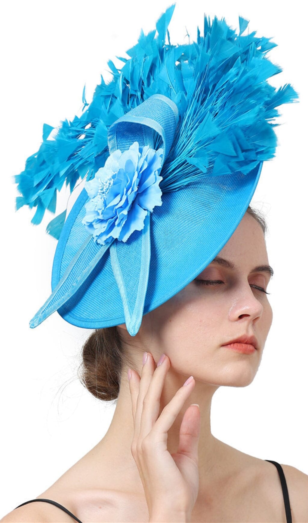 Fashionslee Women Blue Elegant Feather Fascinators