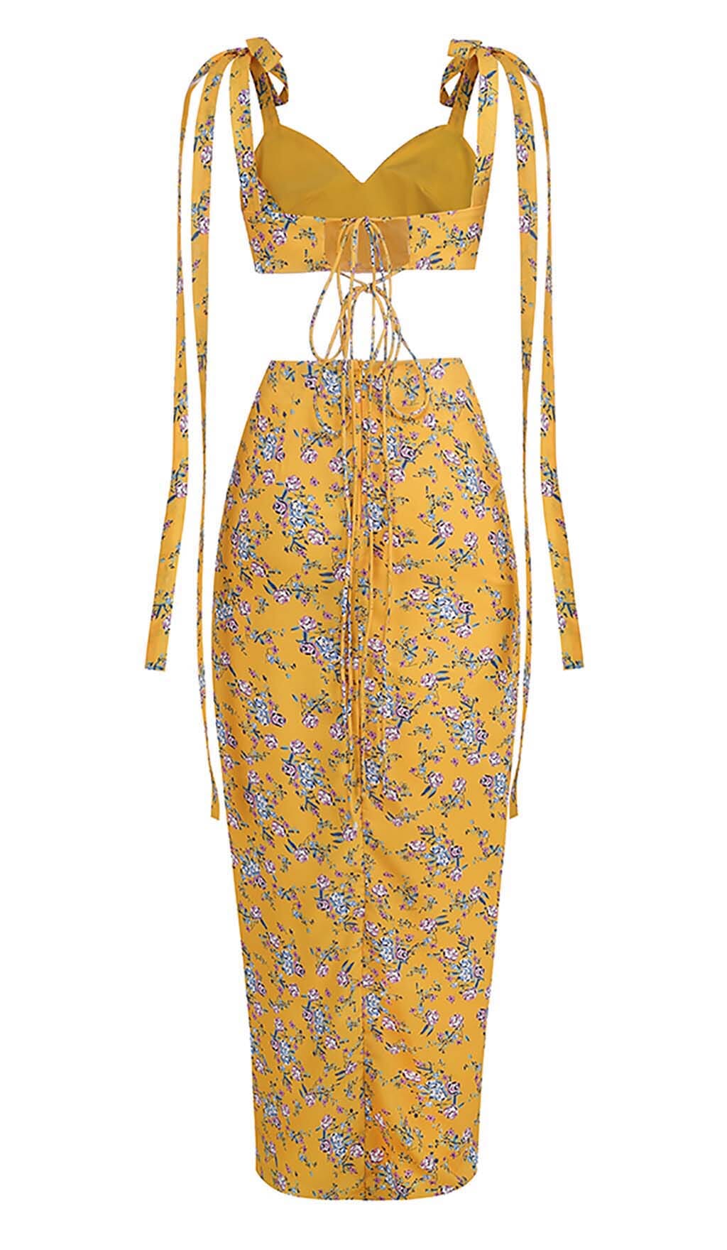 5a7fdb5aa57a14dcc6a6061a28a18145.jpeg Fashionslee Women Floral Design Two Piece Set In Yellow