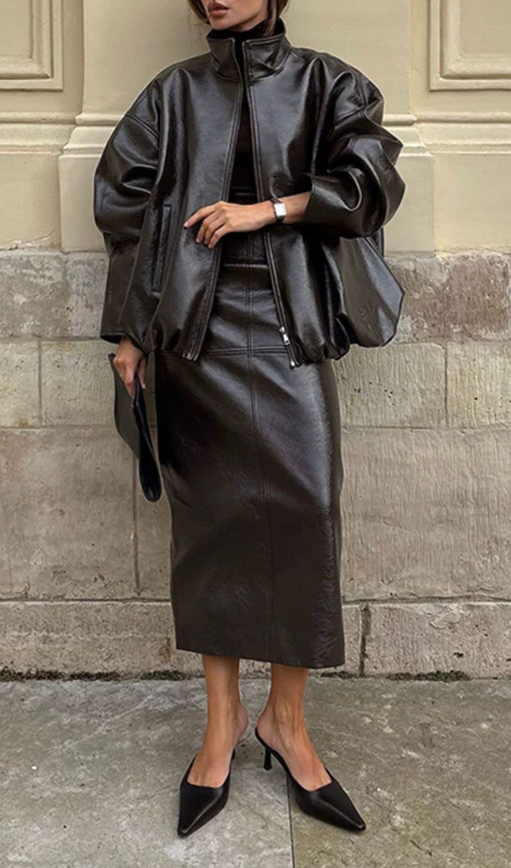 5a8dbc61ed5ef20d82bb3a06c0cc621d.jpg Fashionslee Women Jehan PU Leather Two-Piece Set