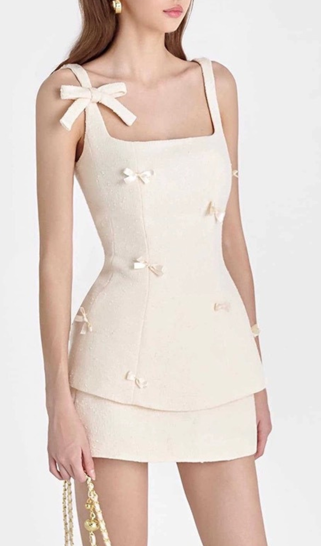 5a8ee08bedaae6f0d0a7f1b1e4735427.jpg Fashionslee Women Cian White Bow Two-Piece Set