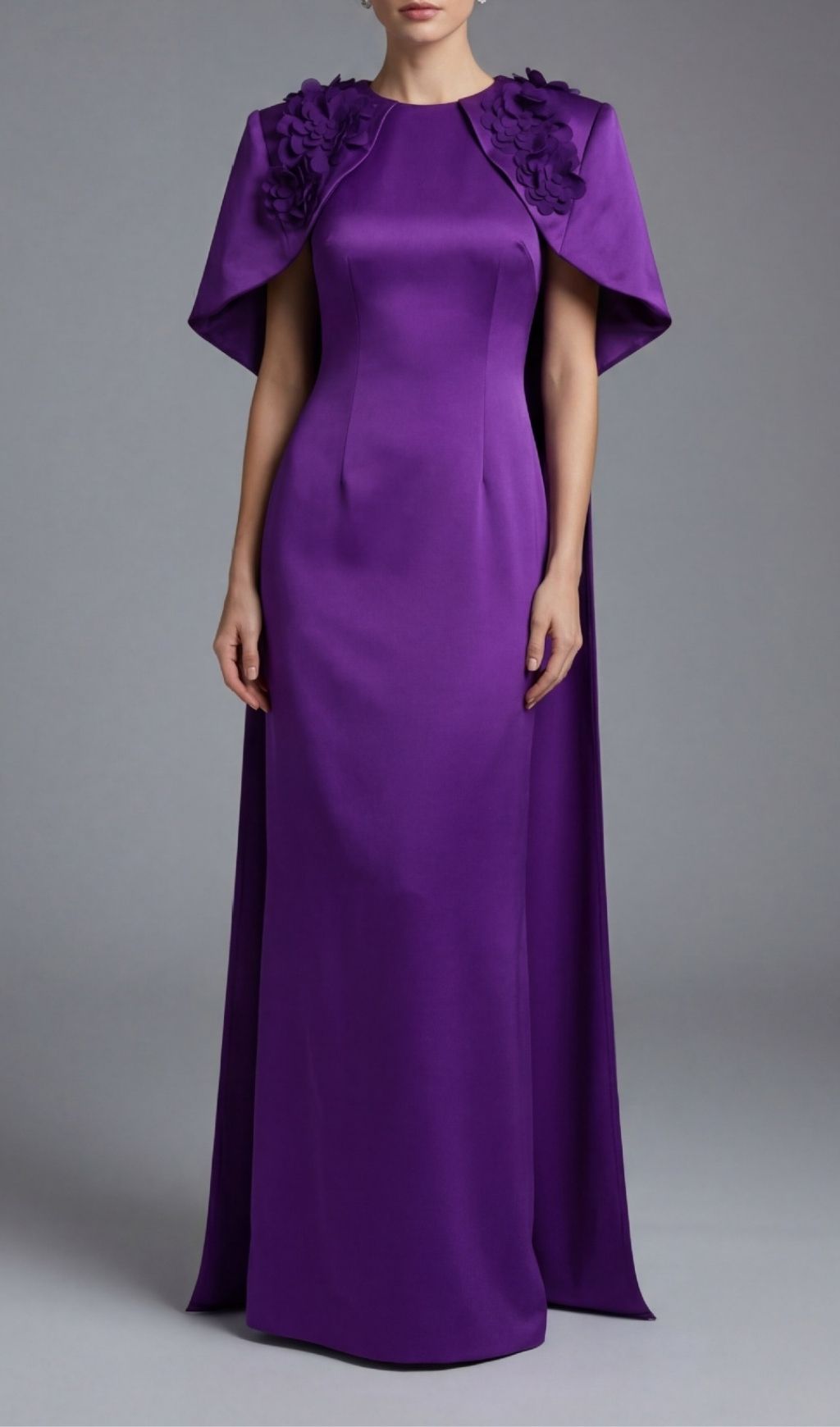 Fashionslee Women Kenisha Purple Flower Embellished Maxi Dress