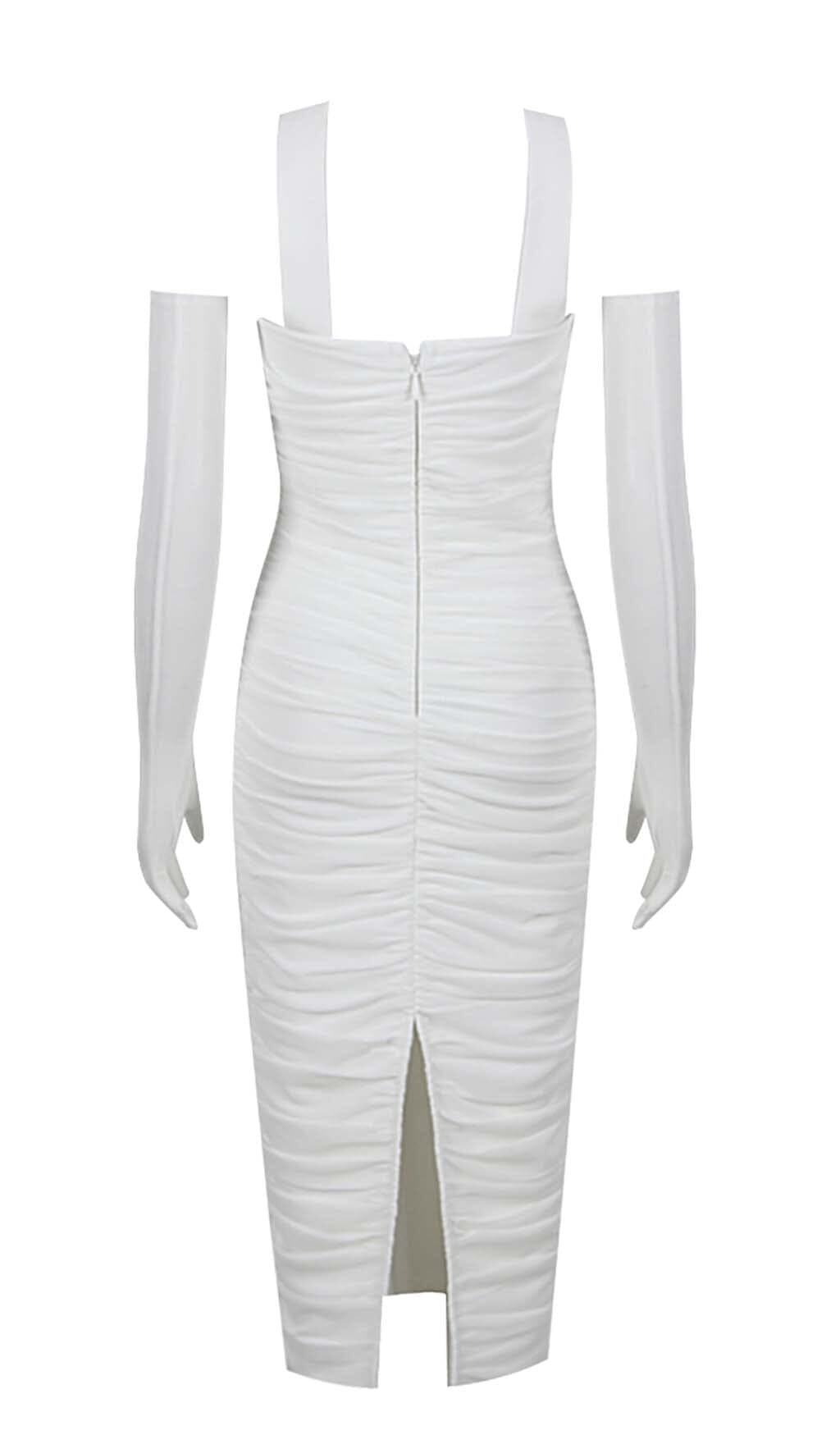 5aa4d21f93b83593bf295c97124c763f.jpeg Fashionslee Women Ruched Bandeau Midi Dress In White