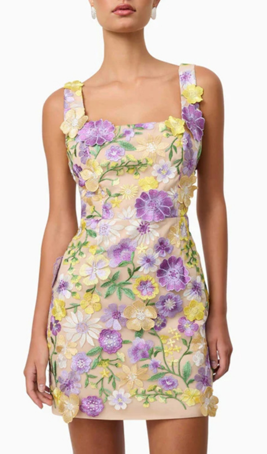 Fashionslee Women Fyodor Strappy Flower Embroidery Mini Dress