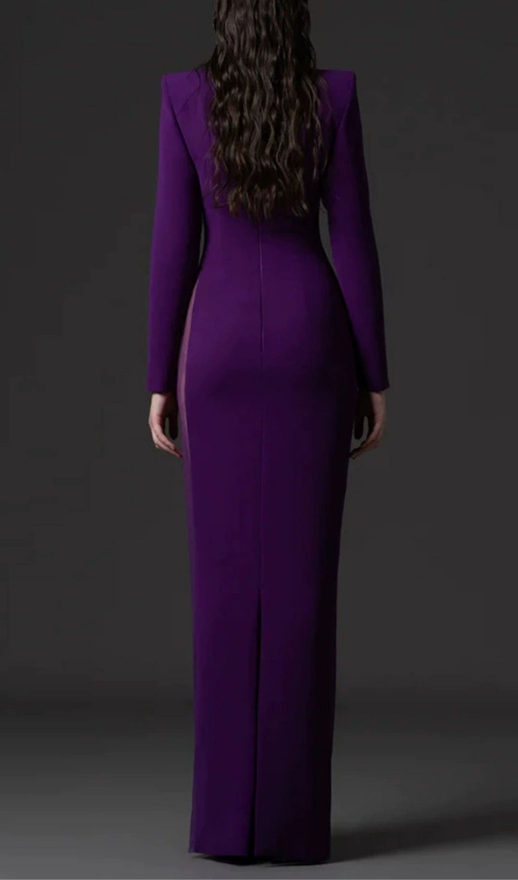 Fashionslee Women Kyanna Purple Embellished Long Sleeve Maxi Dress