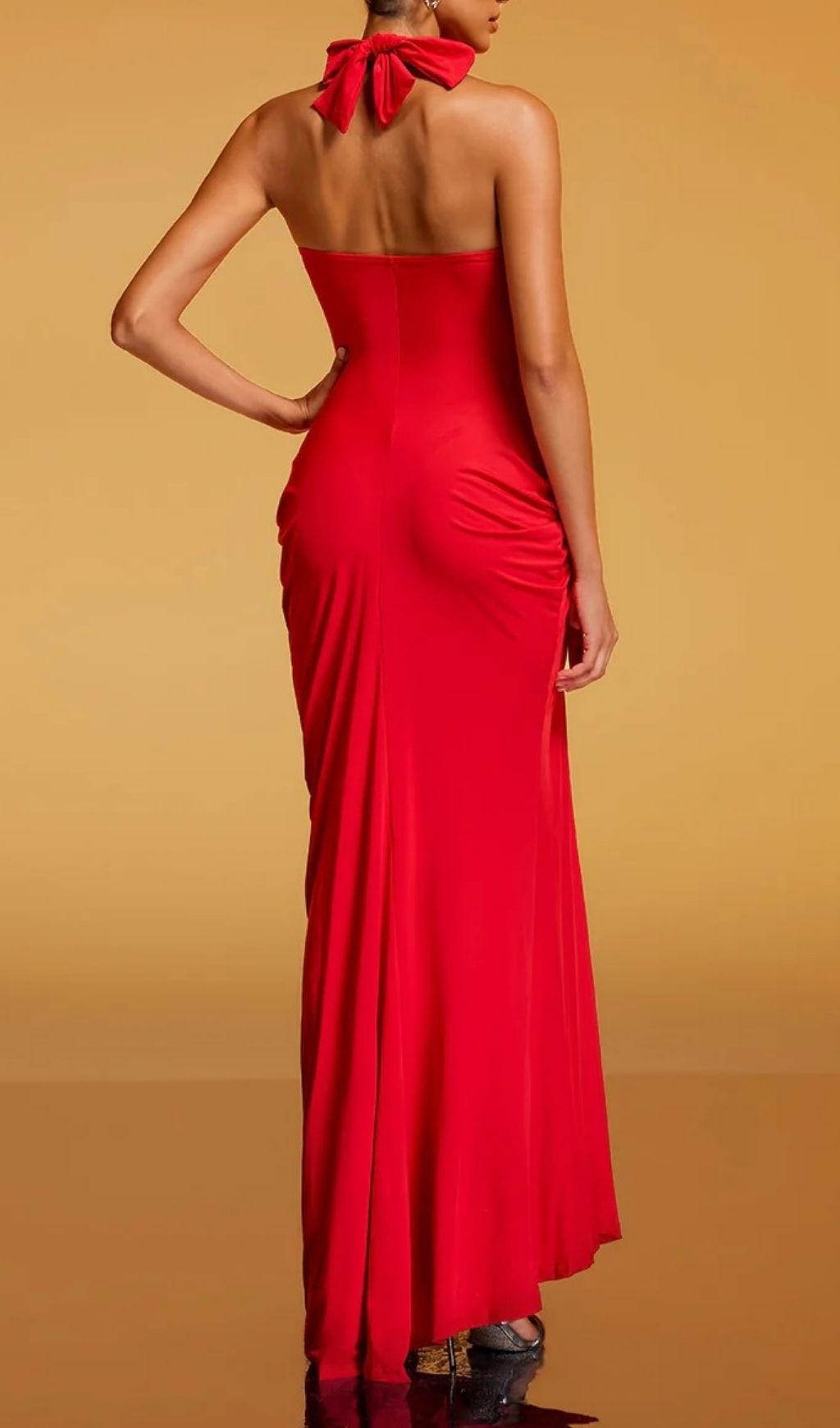 5ad0439a3a6674c55a9b6e02d8ba2006.jpg Fashionslee Women Rethik Halterneck Ruched Split Maxi Dress