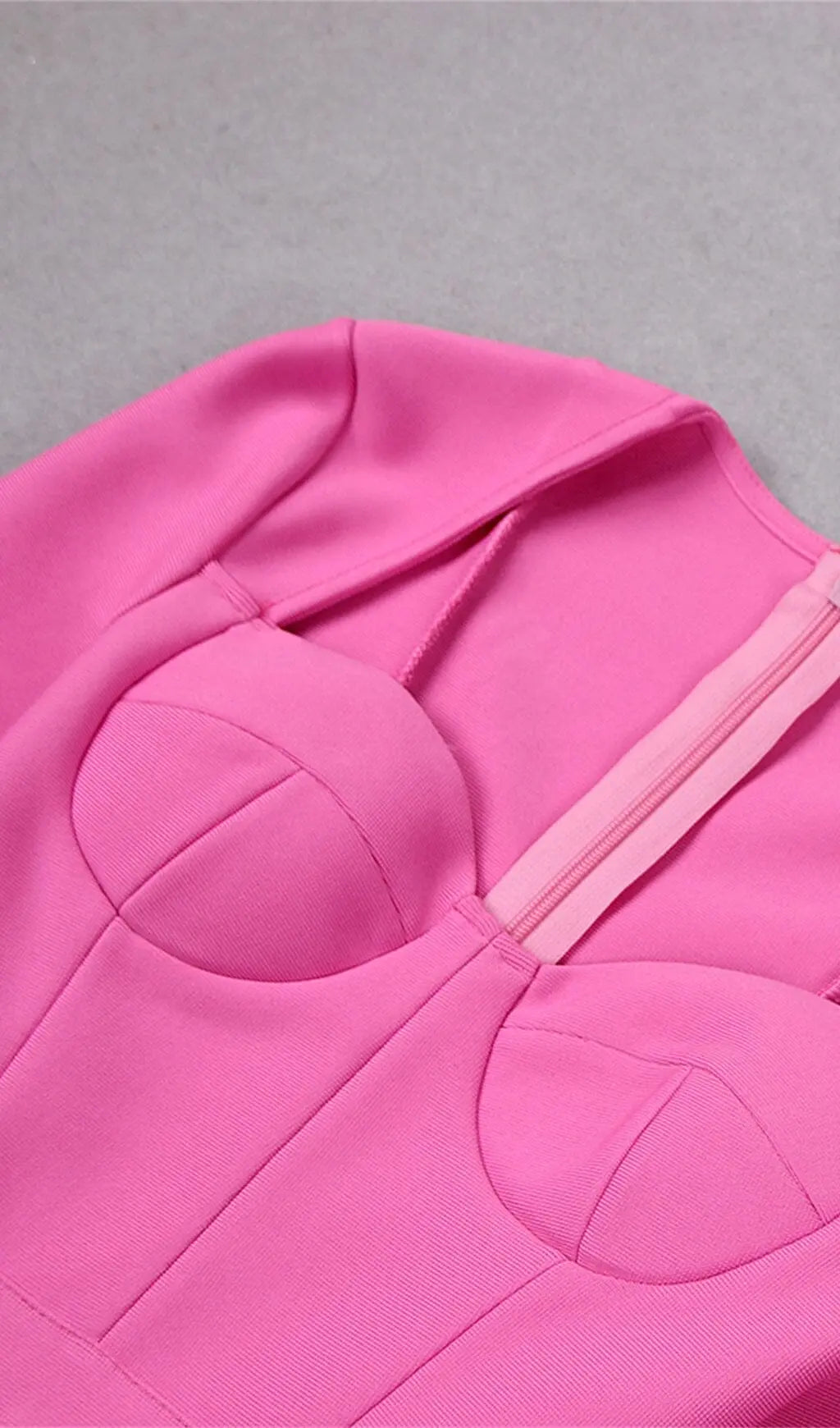 5aef0cf03810e797c67117f2c3ab08fa.jpeg Fashionslee Women Stretch Long Sleeves Mini Dress In Hyper Pink