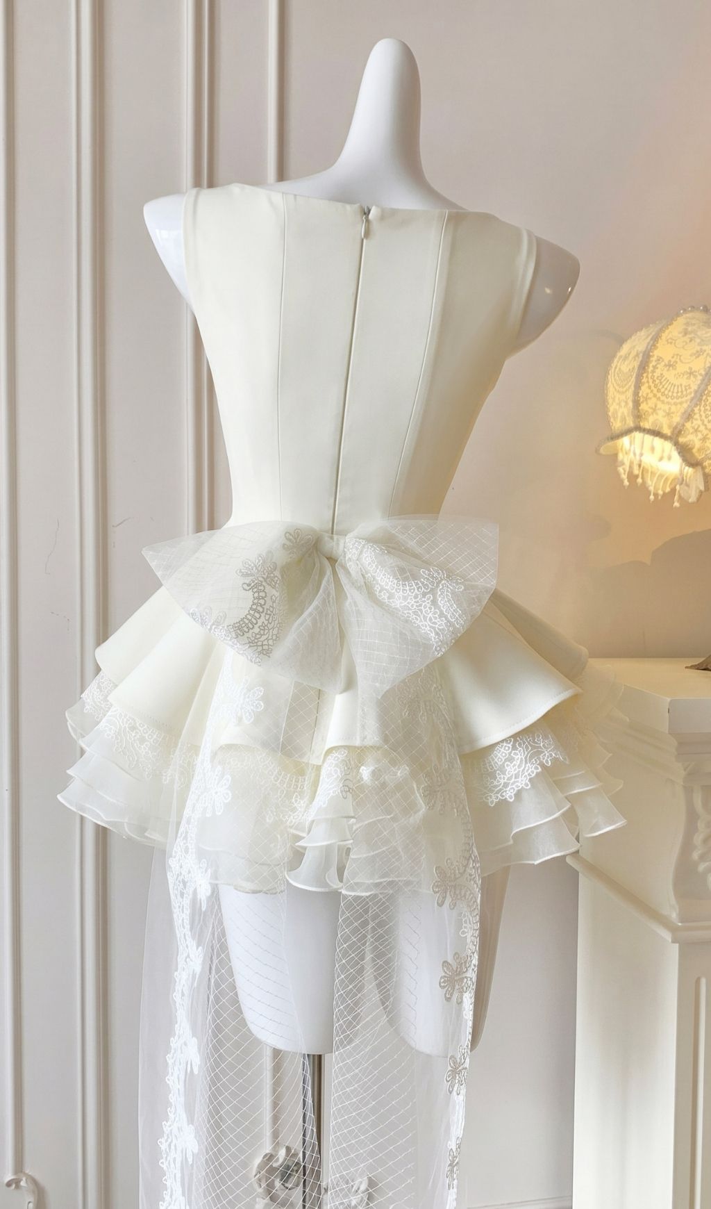 Fashionslee Women Kiki White Lace Bow Mini Dress