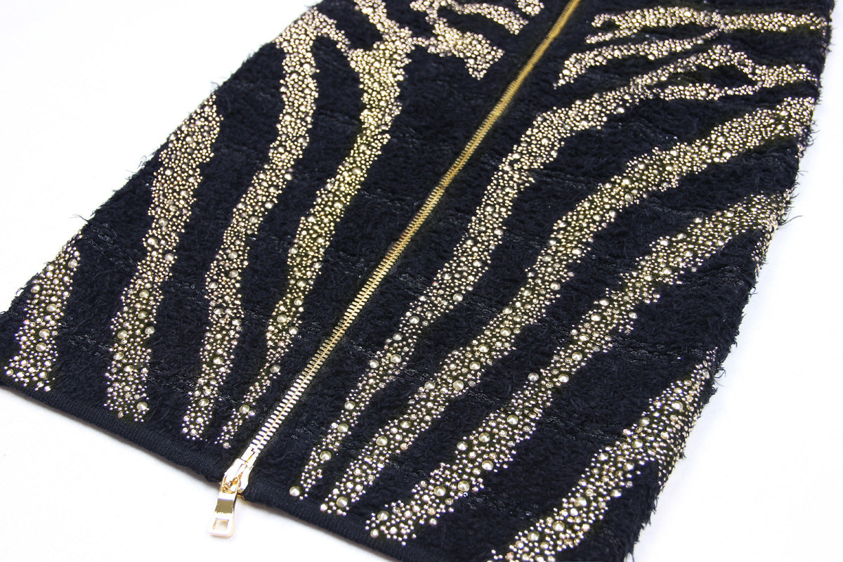 RHINESTONE VIRAL KNIT MIDI SKIRT - OWNCI