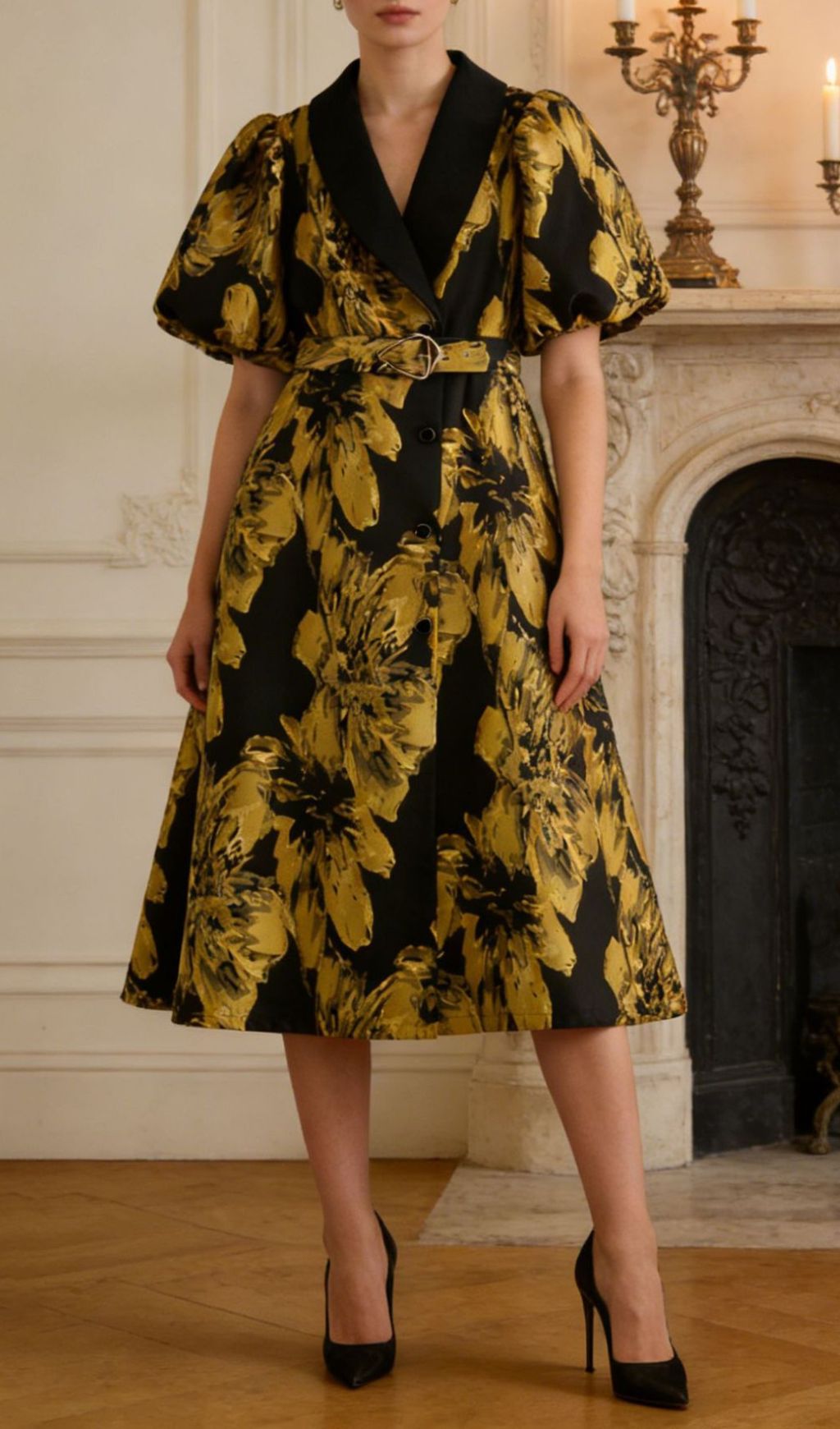 5b606f4859c72e5d2b369d8b613e5da9.jpg Fashionslee Women Kaila Yellow Flower Midi Dress