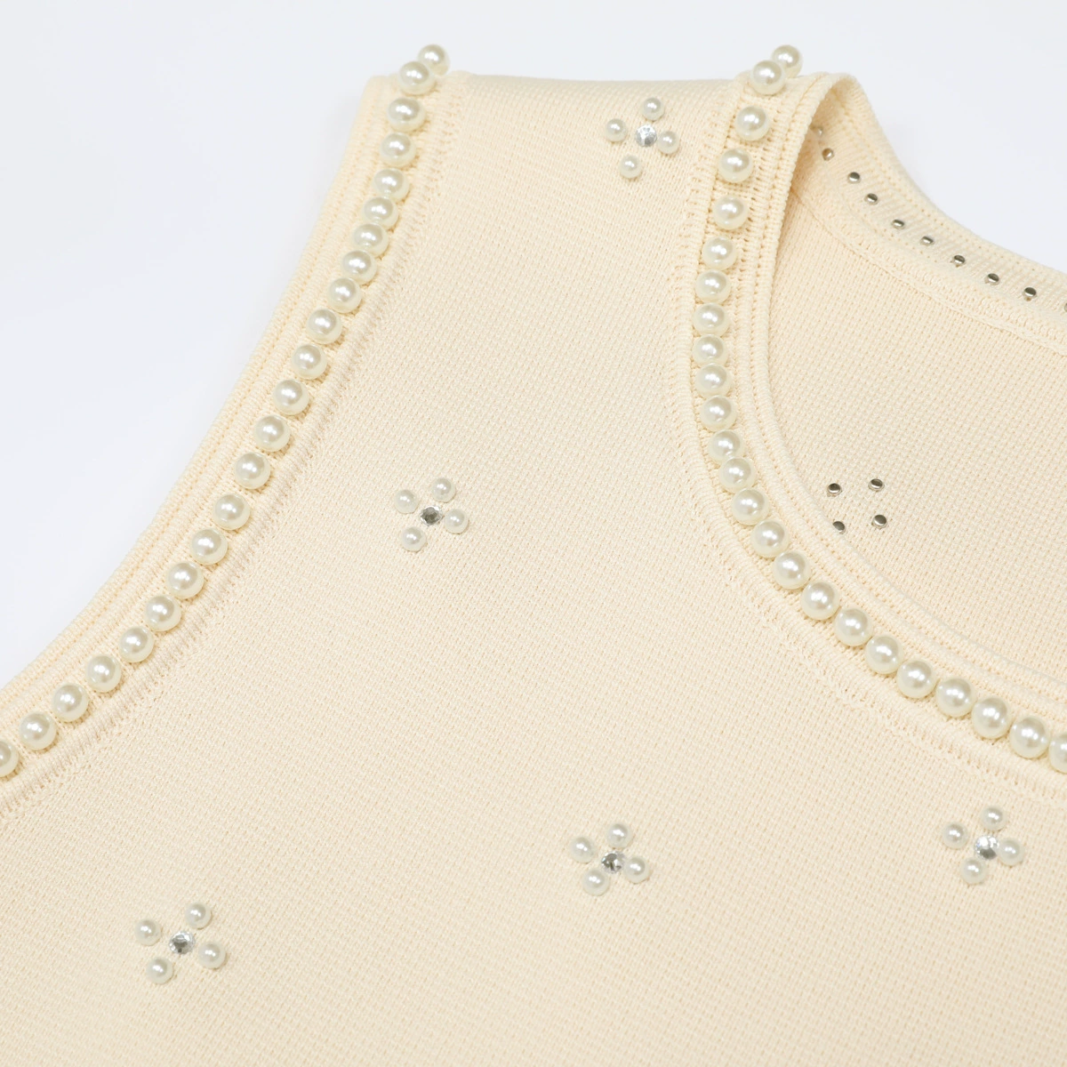 Fashionslee Women Kimberley Apricot Beaded Knit Midi Dress