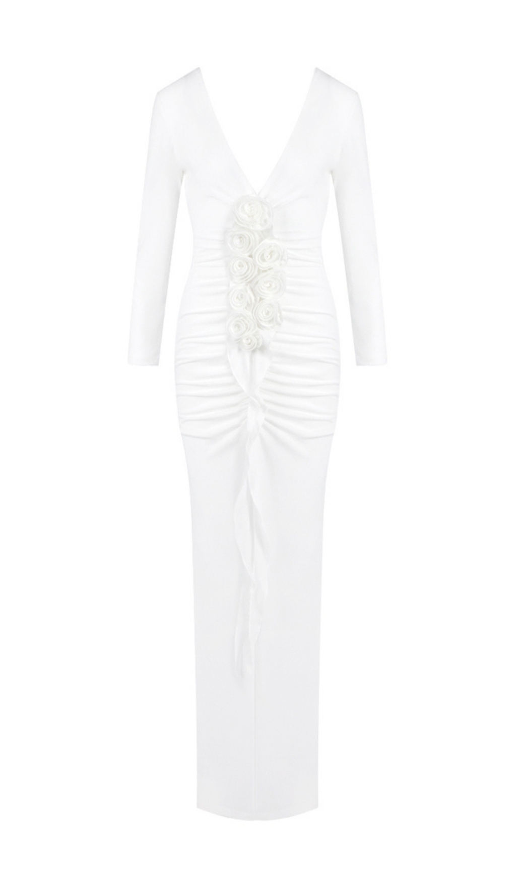 5b76e9cd869b187f14096d35436c50e7.jpg Fashionslee Women Everard White Flower Long Sleeve Maxi Dress