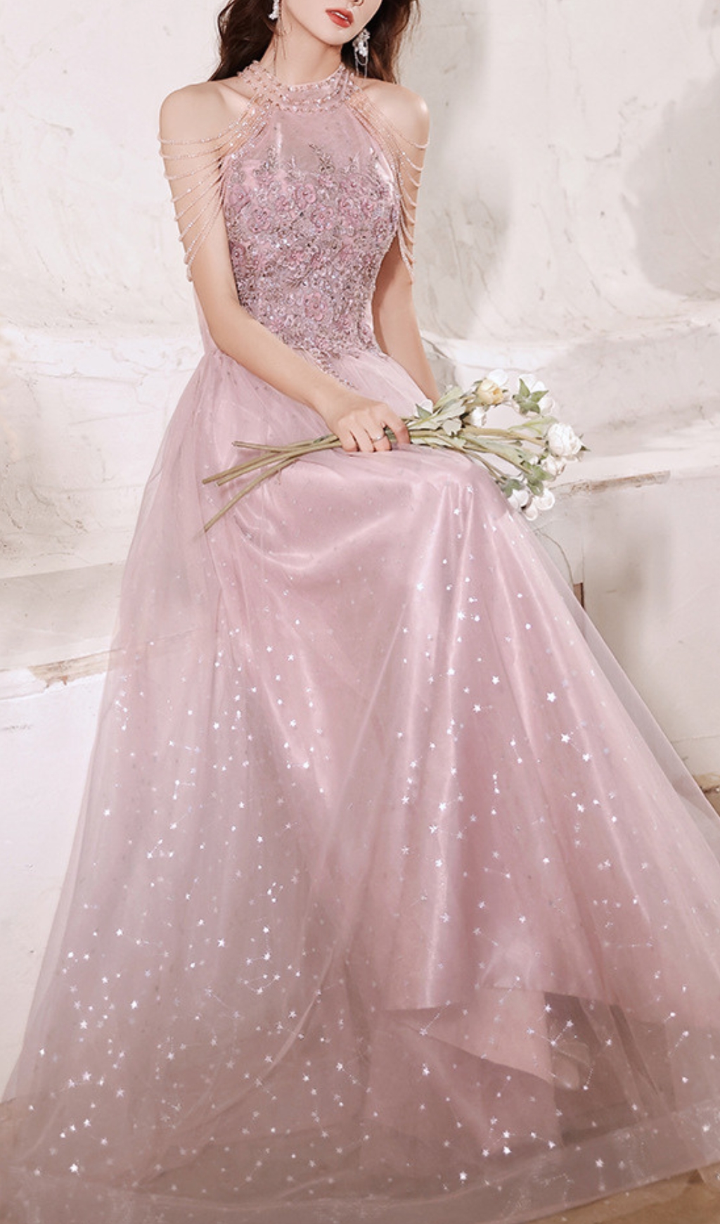 5b8a57e5183a5e2c0594ccdd8ca7f270.jpg Fashionslee Women Cleon Halter Flower Sequin Maxi Dress