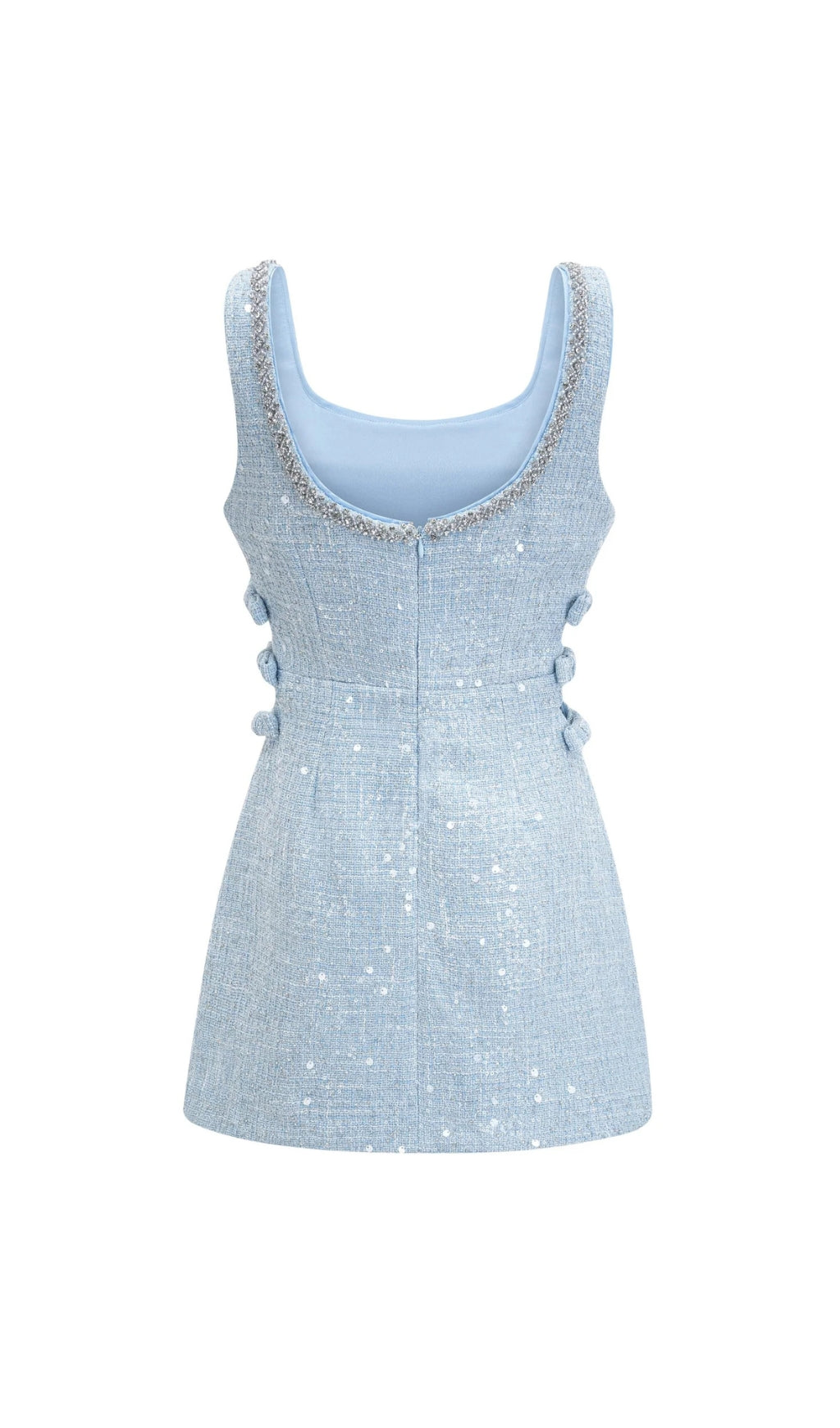 Fashionslee Women Ayaan Blue Boucle Cutout Mini Dress