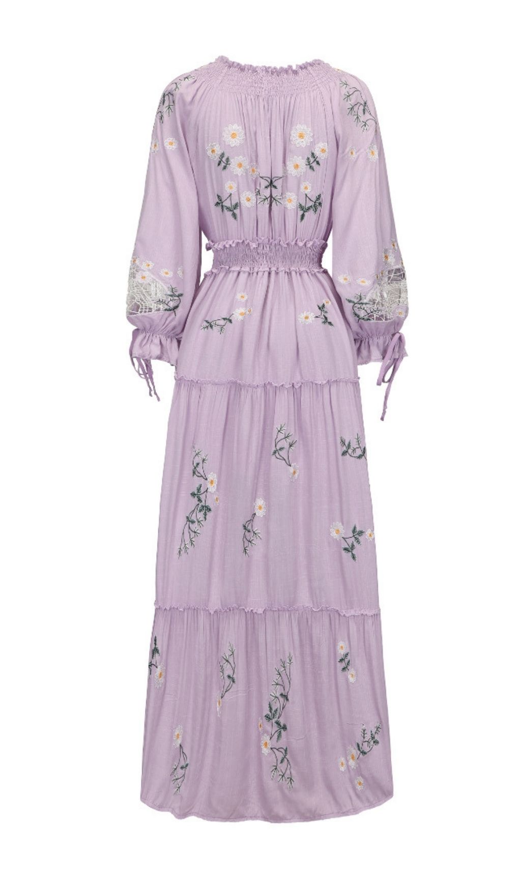 Fashionslee Women Kamalani Purple Flower Embroidery Maxi Dress