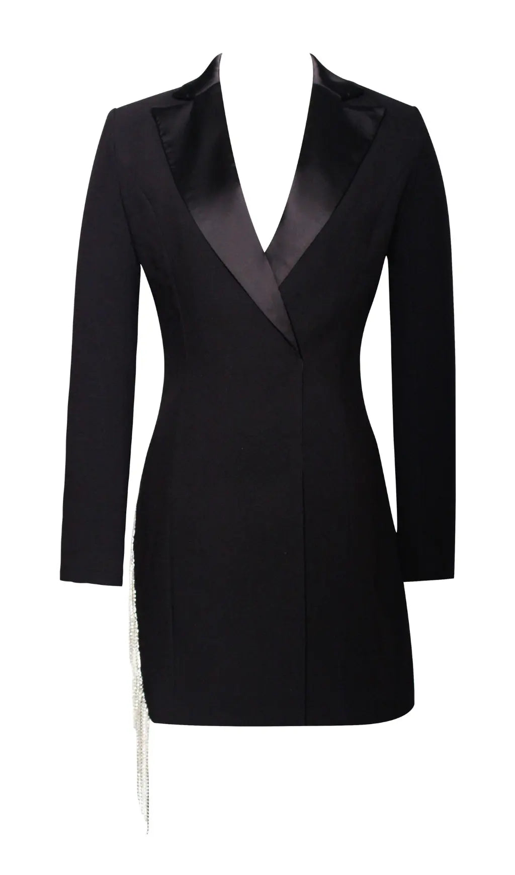 Fashionslee Women Freya Black Crystal Fringe Blazer Dress