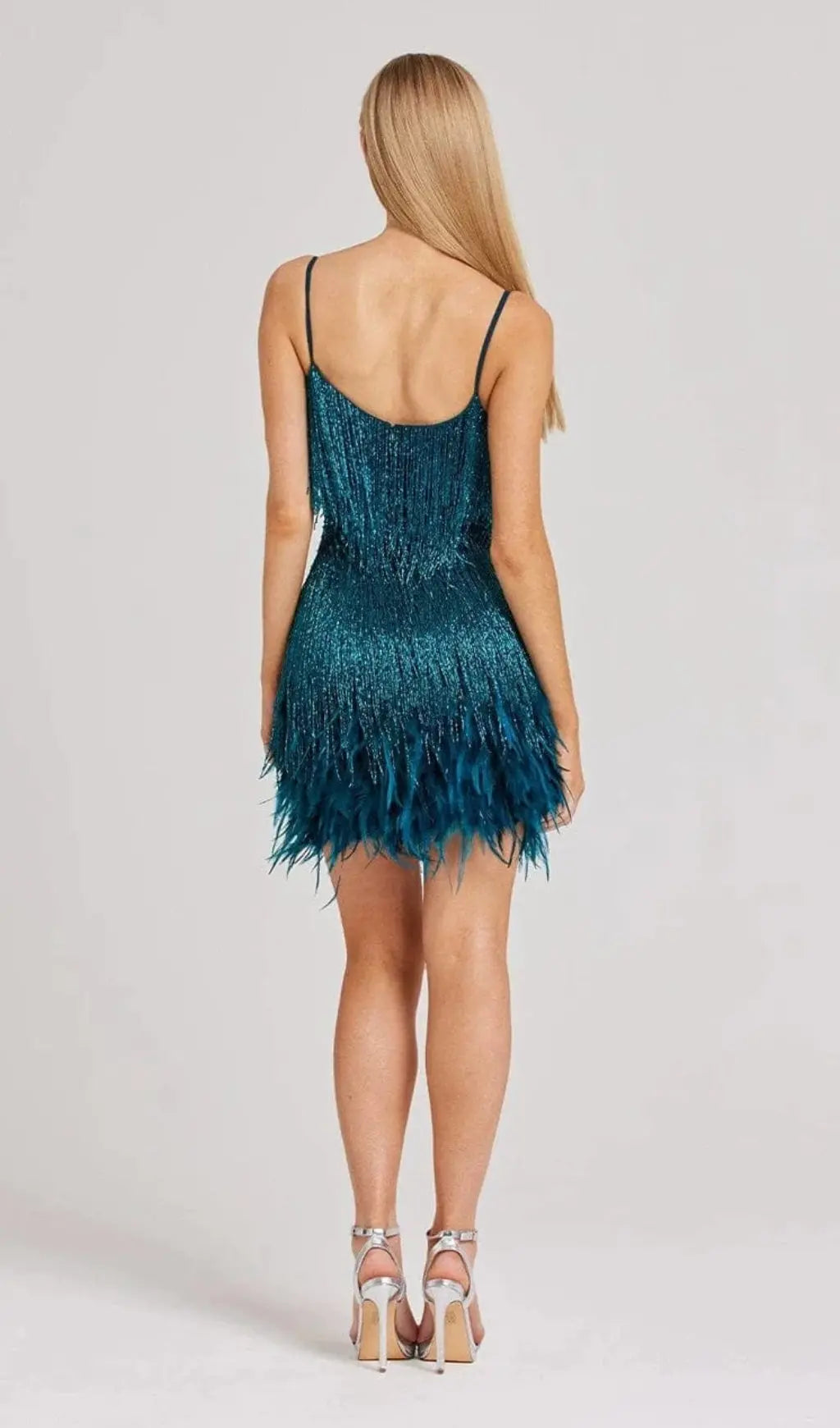 5c54cbc852367ba54ac8ab72d09bdebb.jpeg Fashionslee Women Tassel Feather Mini Dress In Dark Green