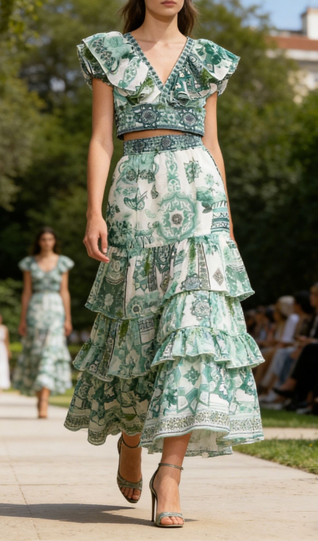Fashionslee Women Khai Green Printed Two-Piece Set