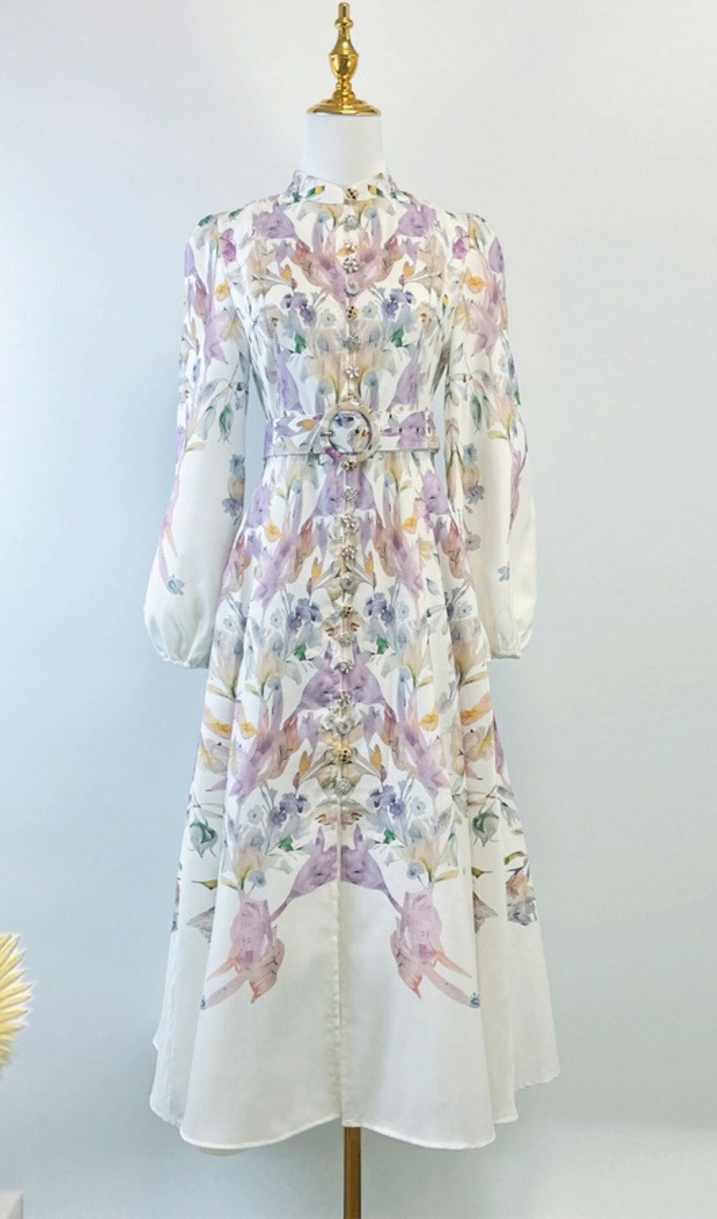 Fashionslee Women Kamiko Floral Long Sleeve Midi Dress