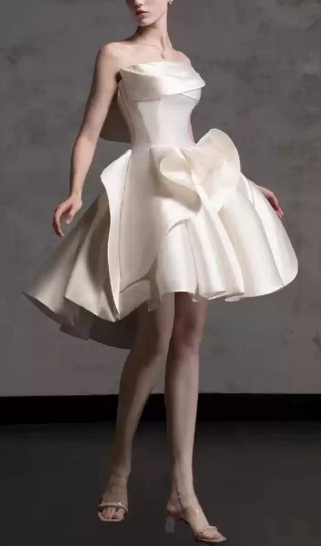 Fashionslee Women Beste White Strapless A-Line Mini Dress