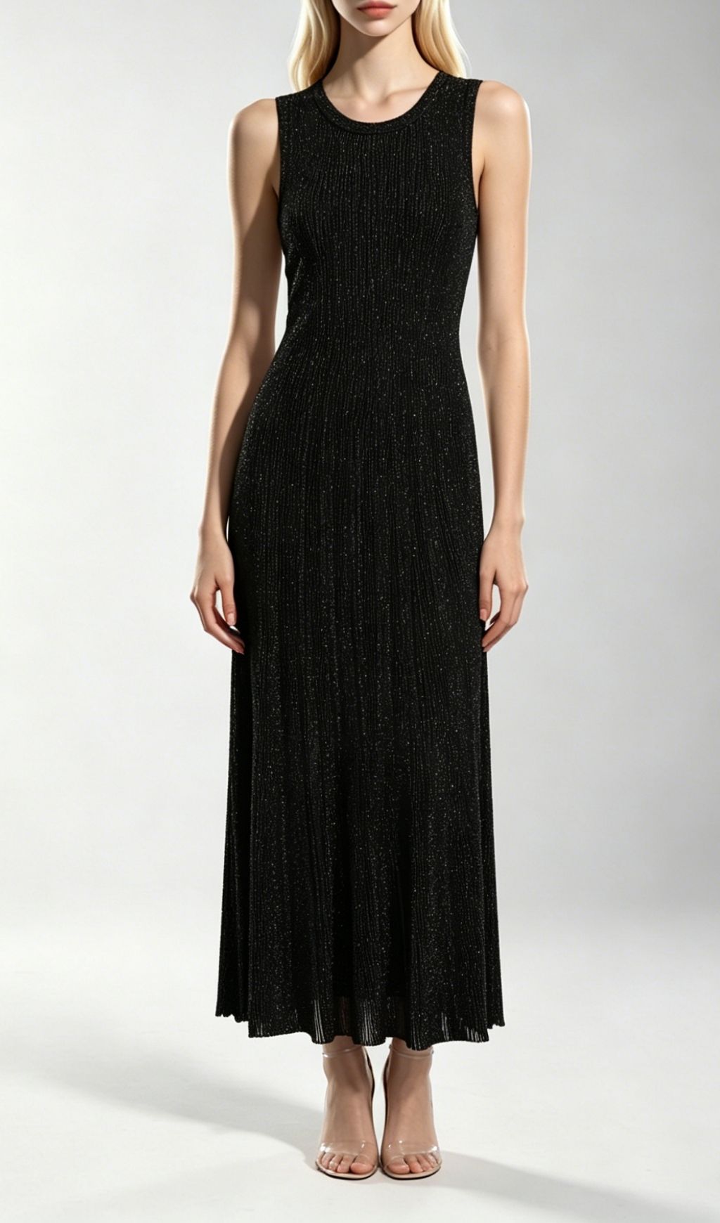 Fashionslee Women Kiandra Black Sleeveless Knit Maxi Dress