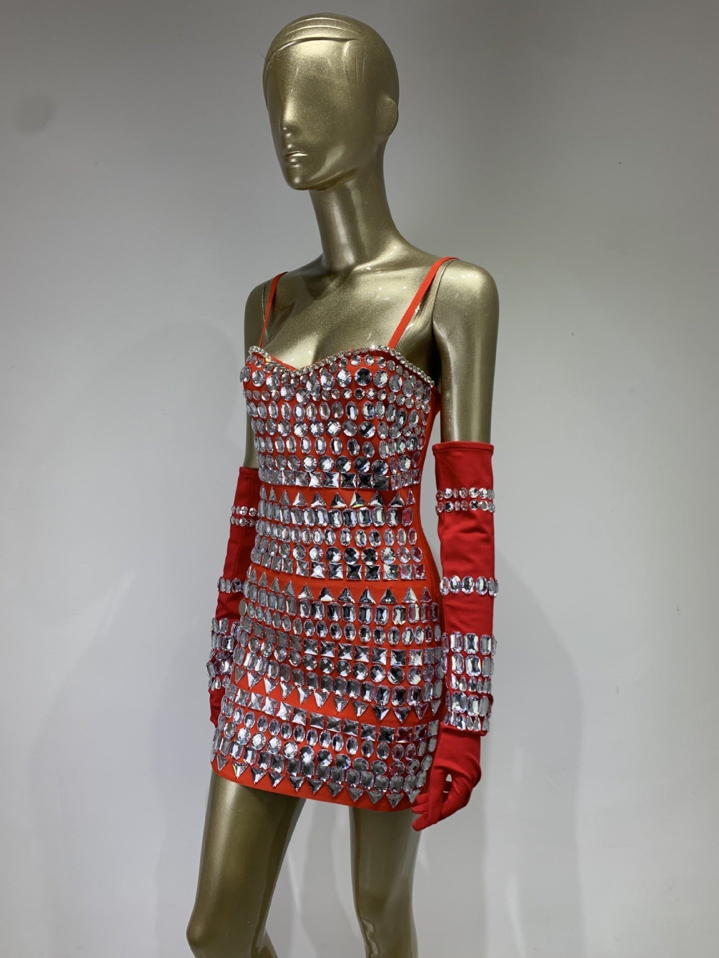 5d54f2ed5f5172120450582bc878fa71.jpeg Fashionslee Women Abdon Red Crystal Embellished Dress With Gloves