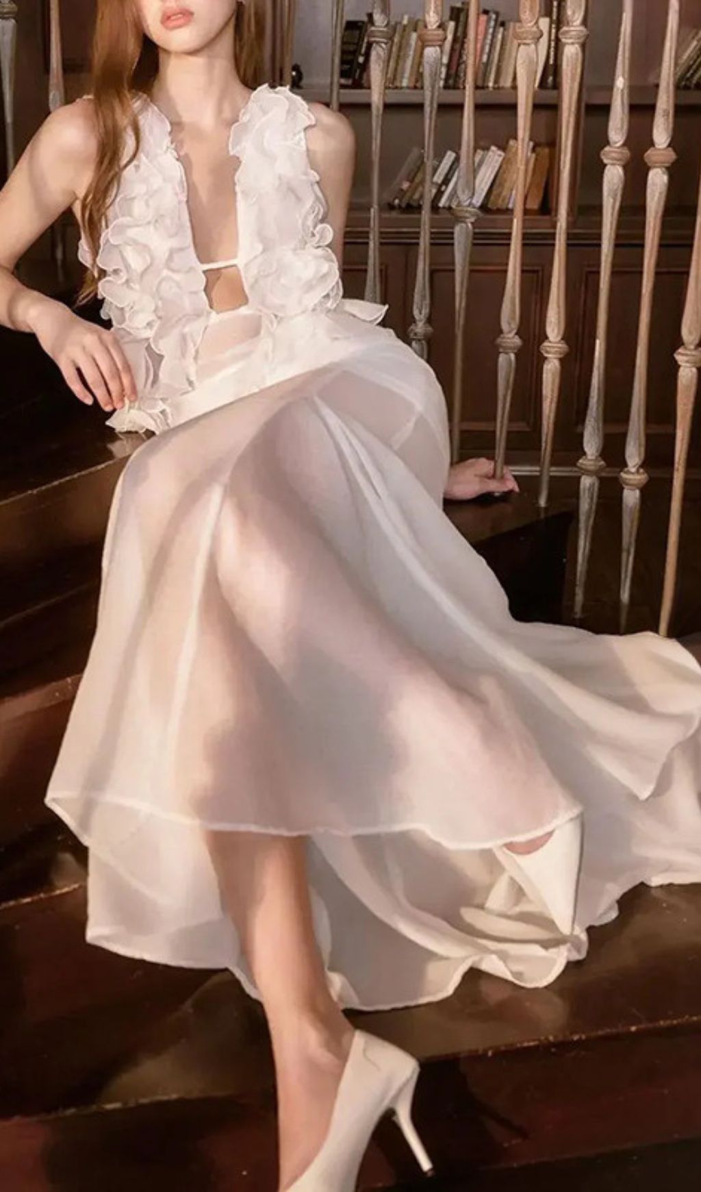 5d667e692171282308d4357ec729e2d5.jpg Fashionslee Women Harleigh White Mesh Maxi Dress