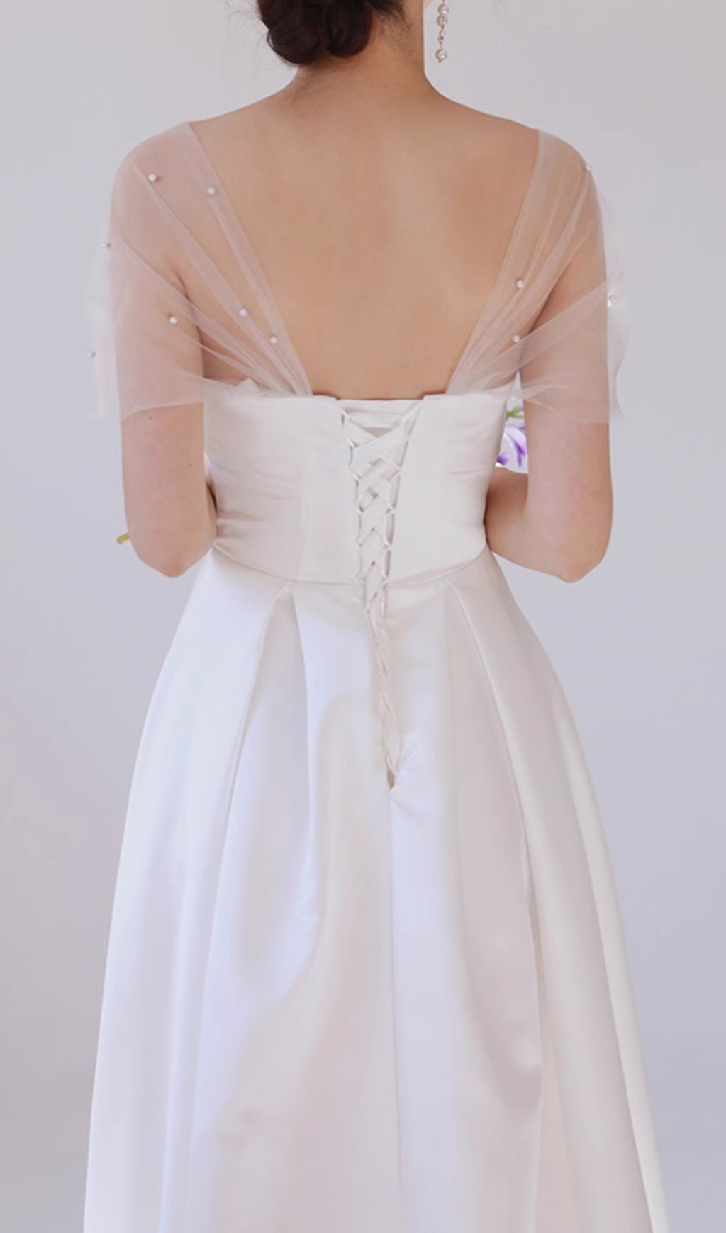 5d97be481d974b807c4039fdb09eb856.jpg Fashionslee Women Columnia White Satin Mesh Wedding Dress