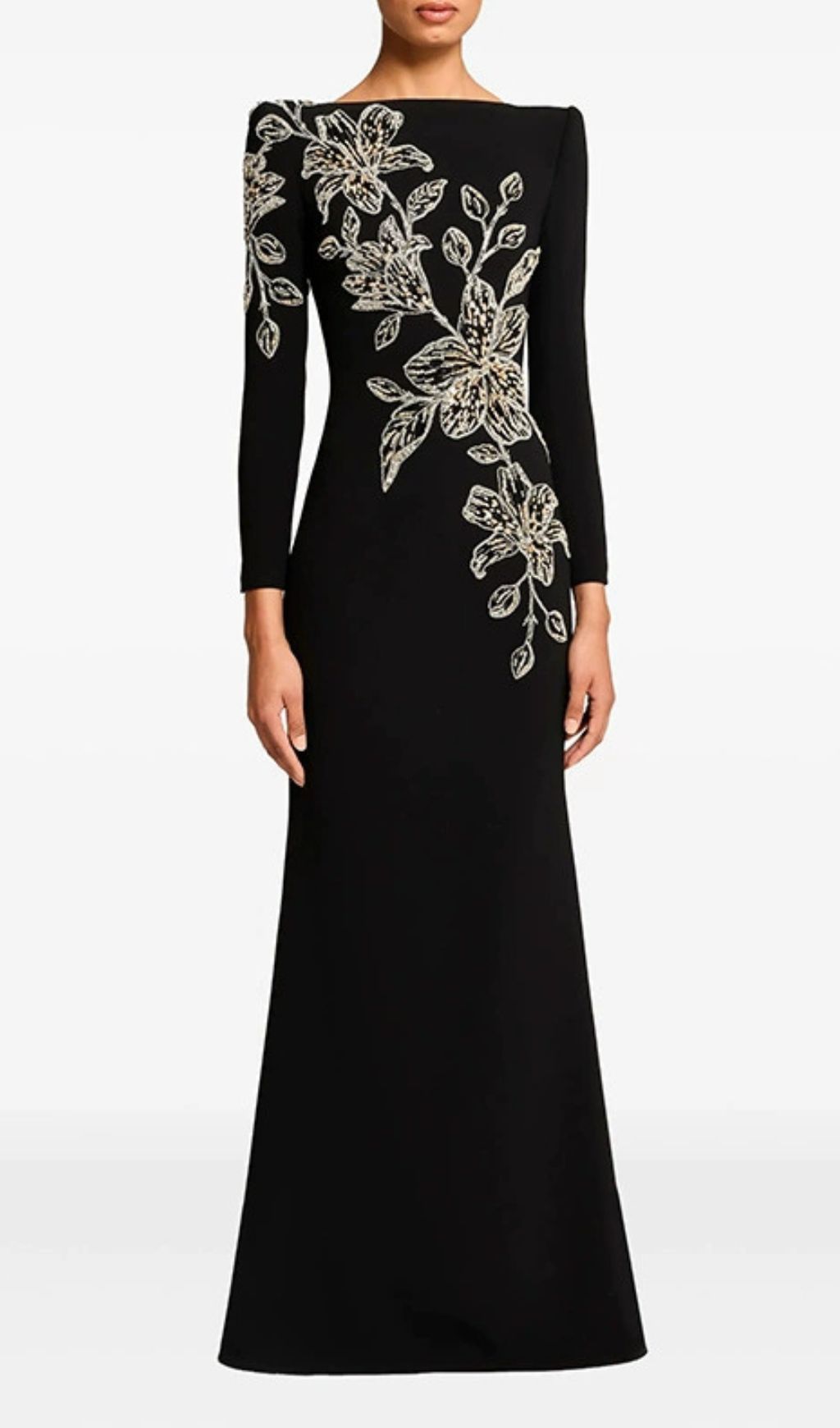 Fashionslee Women Jessica Black Flower Embellished Gown