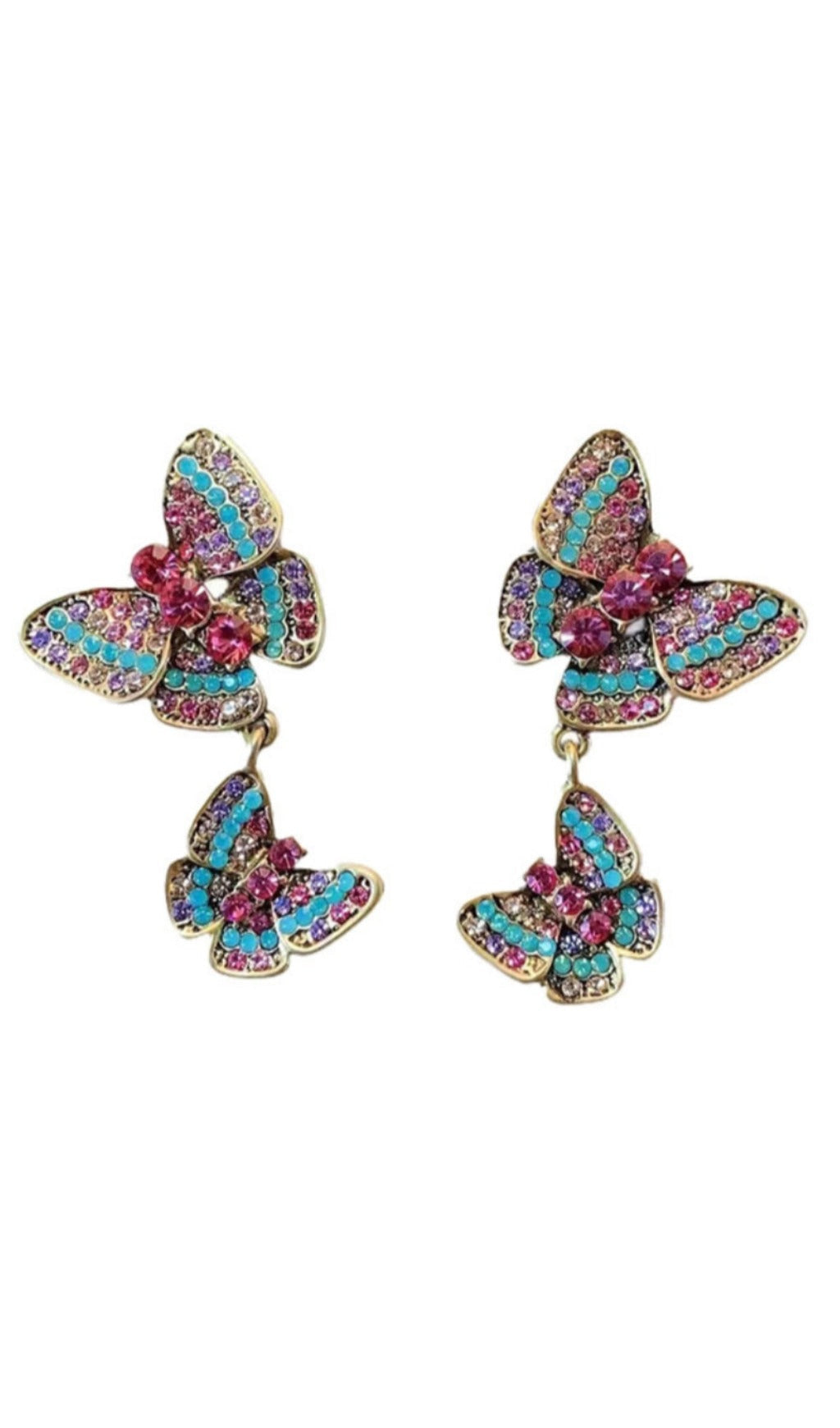 Fashionslee Women Rhinestone Butterfly Earrings