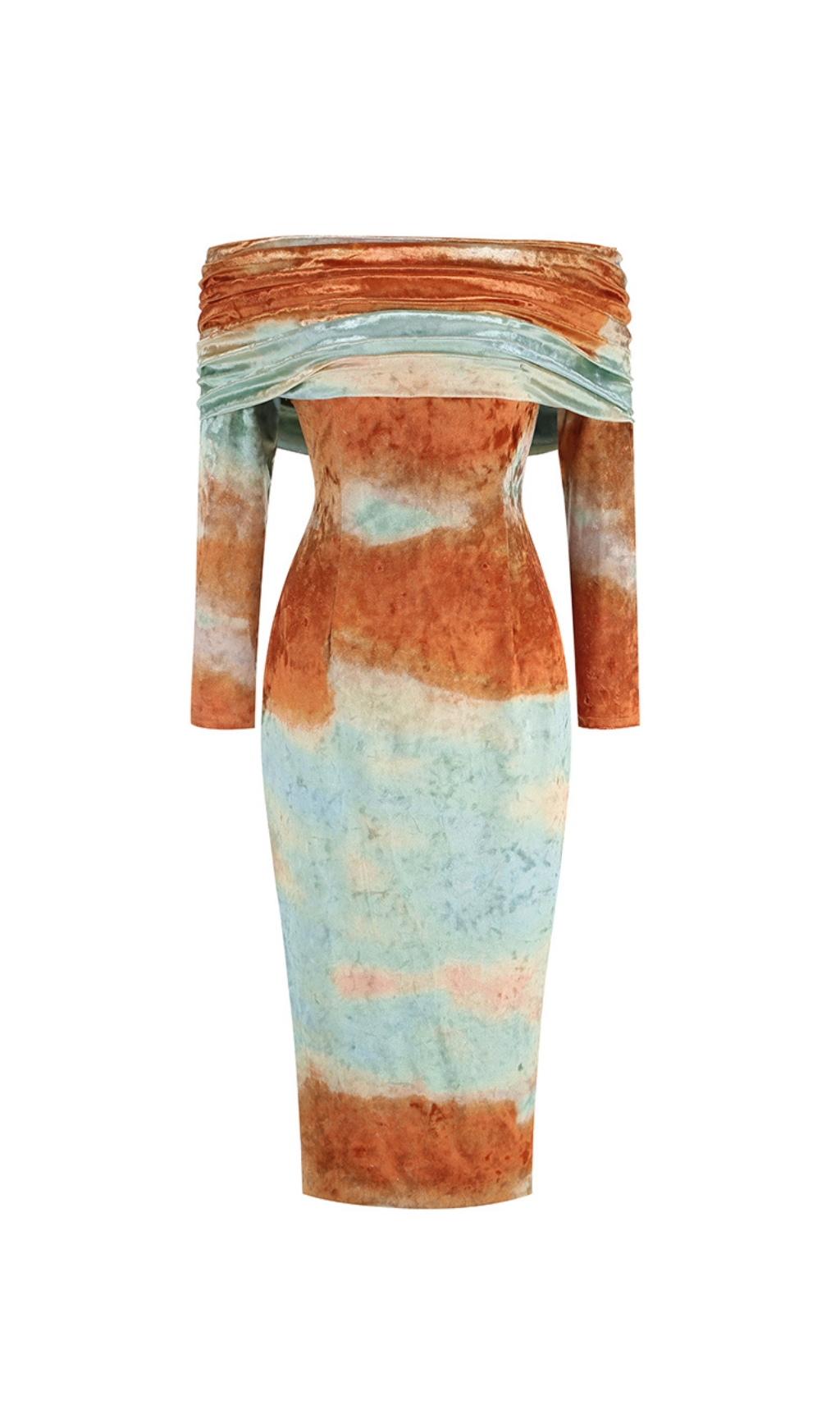 Fashionslee Women Chrystal Velvet Off-Shoulder Midi Dress