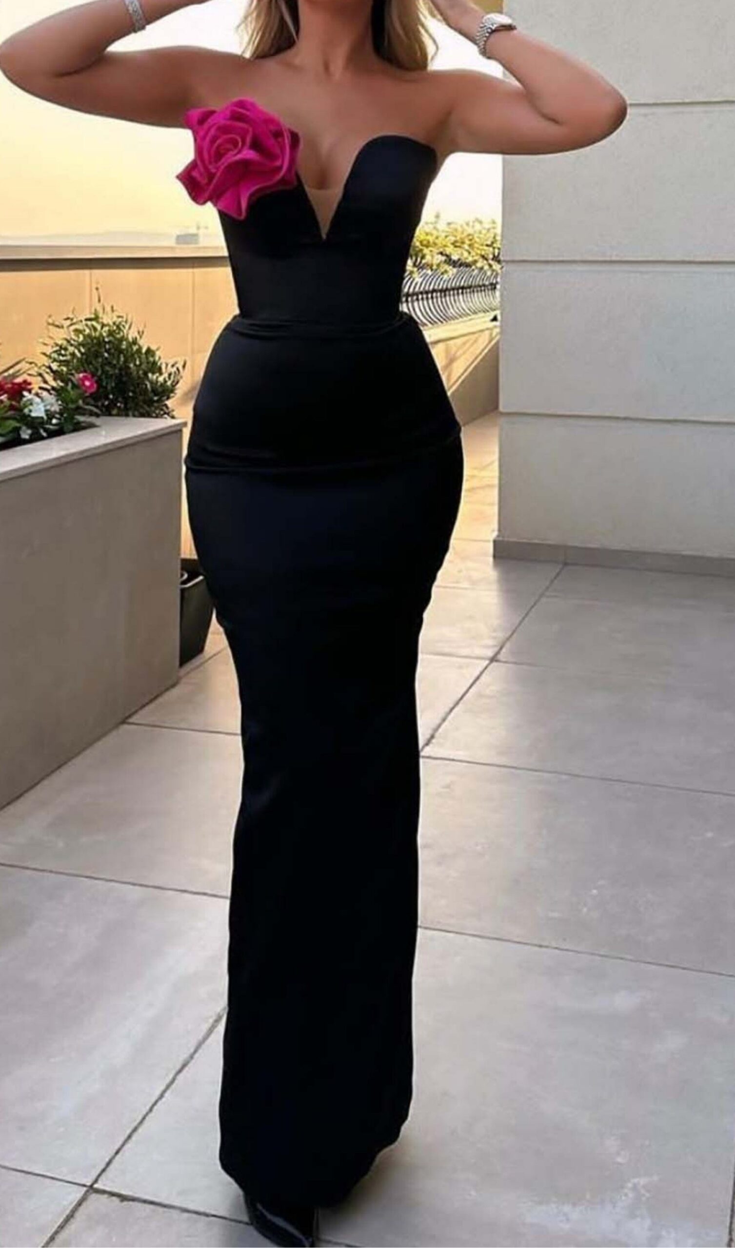 Fashionslee Women Appliquéd Bandeau Maxi Dress In Black