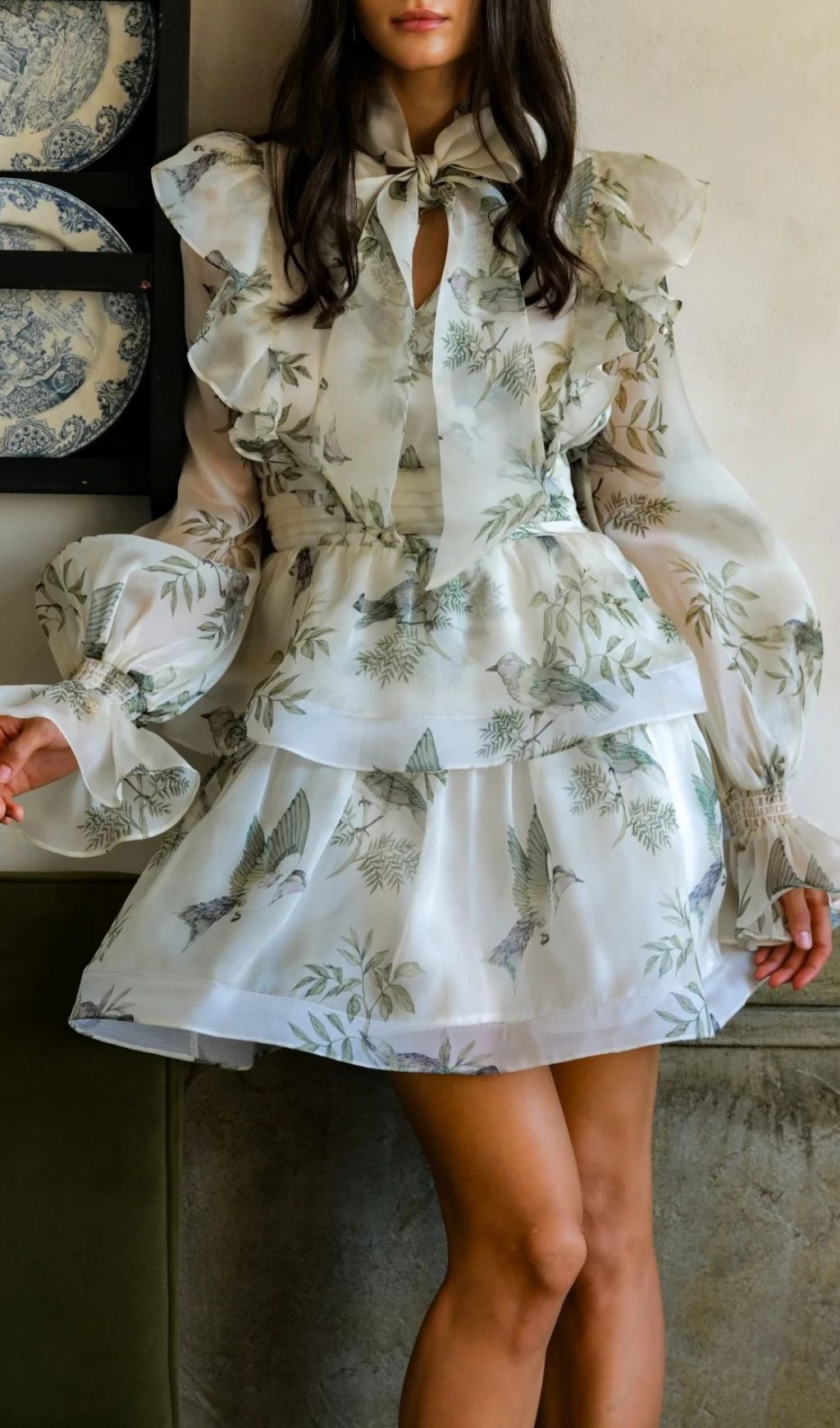Fashionslee Women Jorgie Printed Long Sleeve Mini Dress