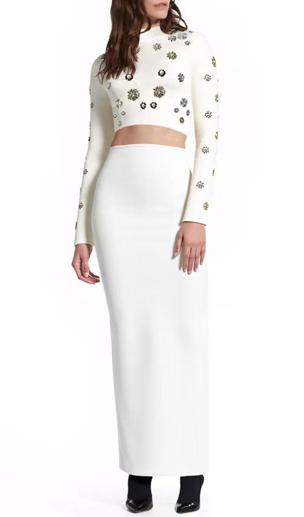 5e234c59a77e05f661e9caa4e3d2bd2b.png Fashionslee Women Guerra White Beaded Long Sleeve Two-Piece Set