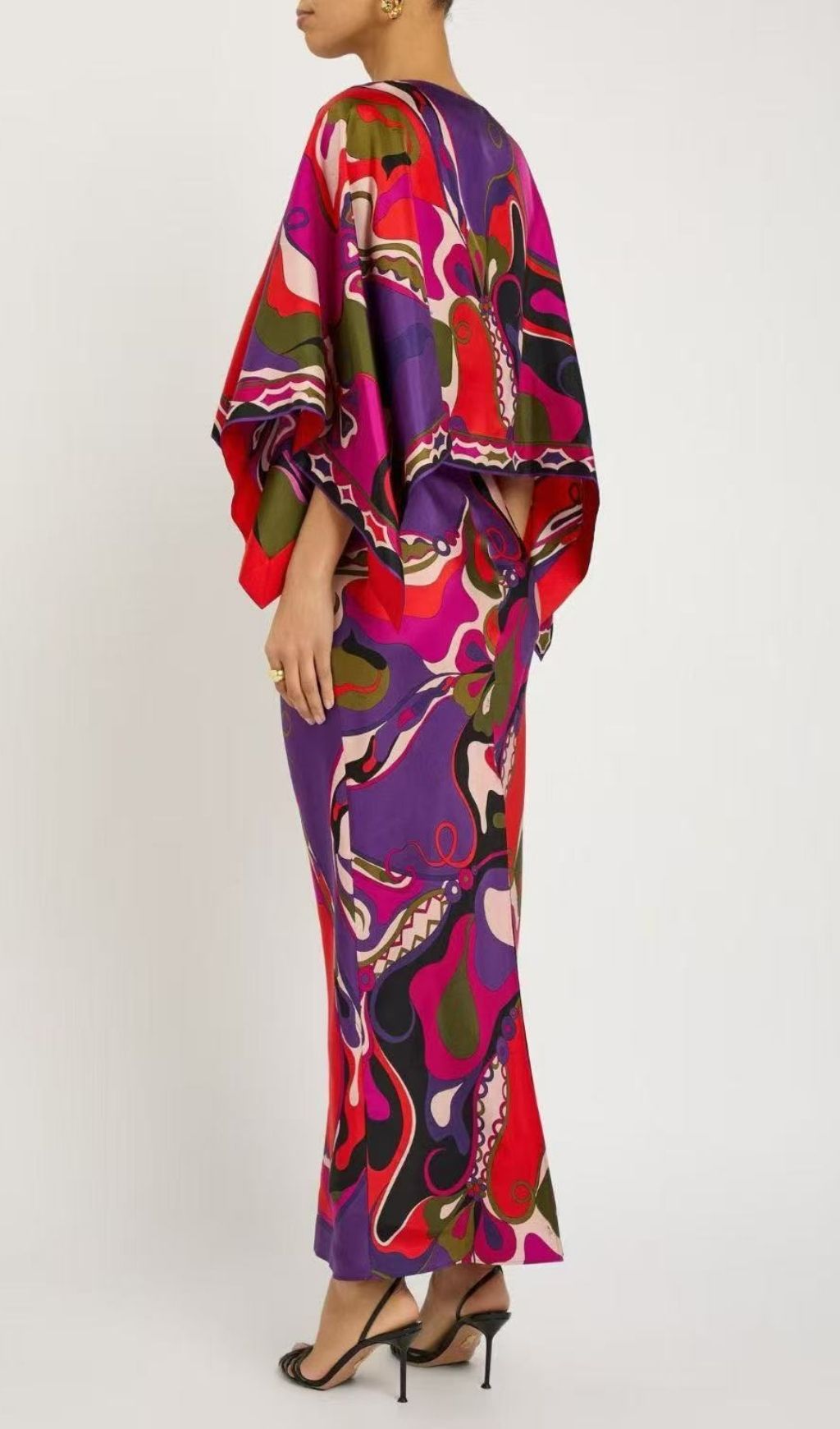 Fashionslee Women Keller Strappy Printed Maxi Dress With Cape