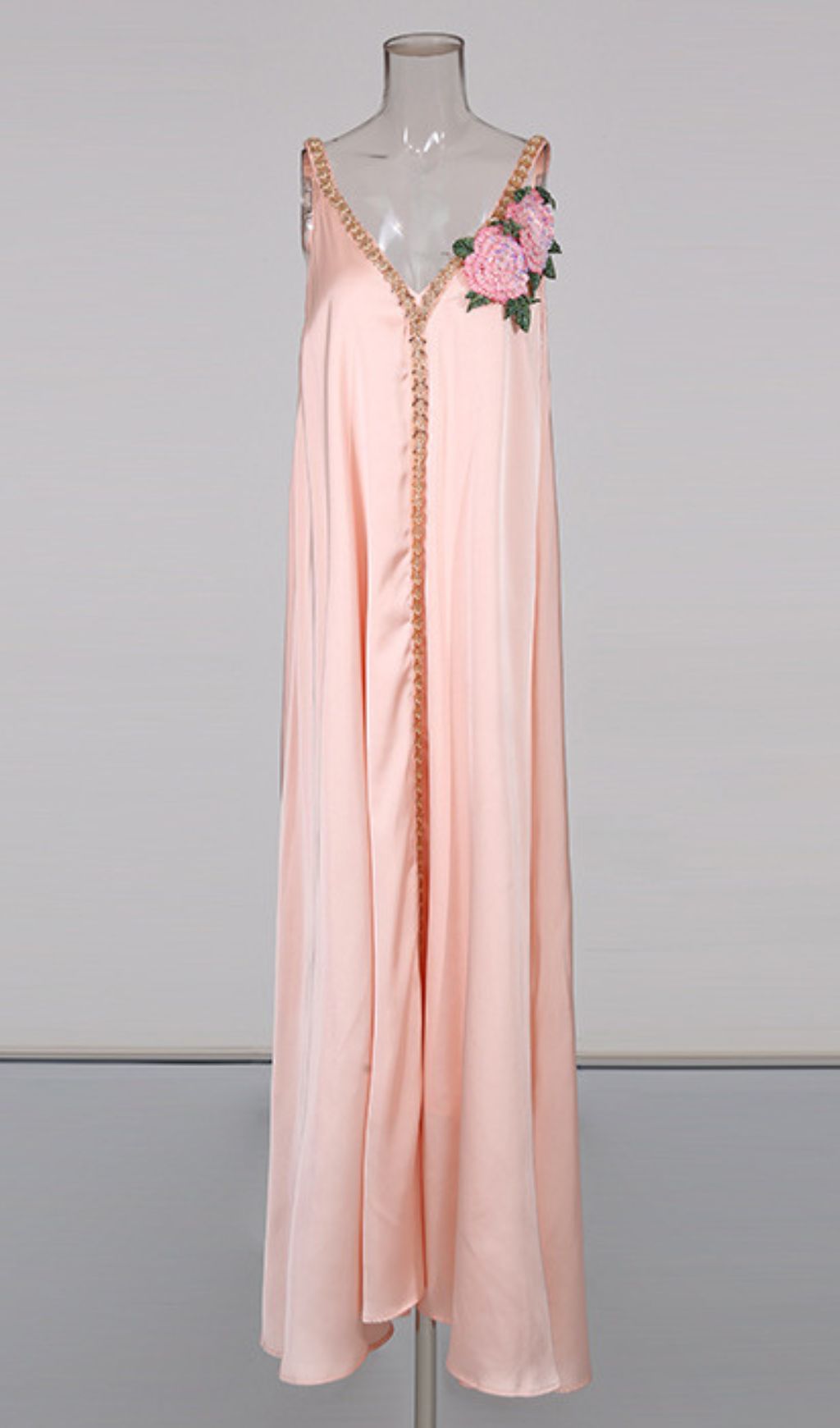 Fashionslee Women Inge Pink Strappy Flower Maxi Dress