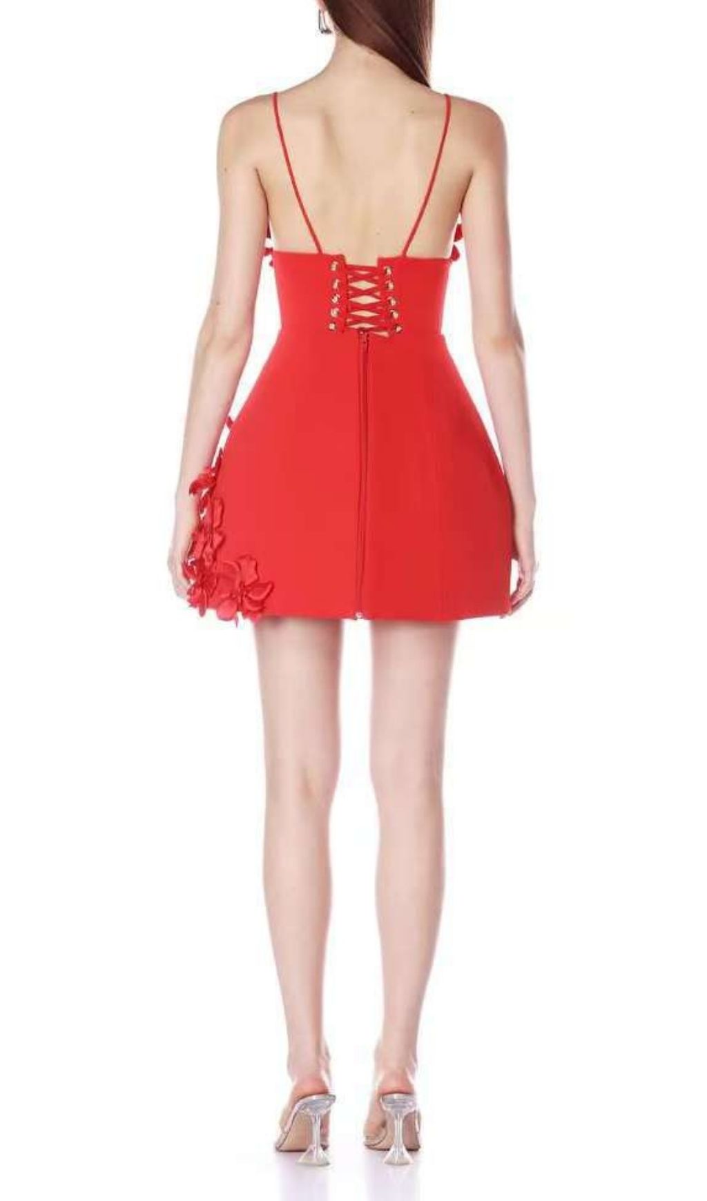 Fashionslee Women Keyla Red Strappy Flower Bandage Mini Dress
