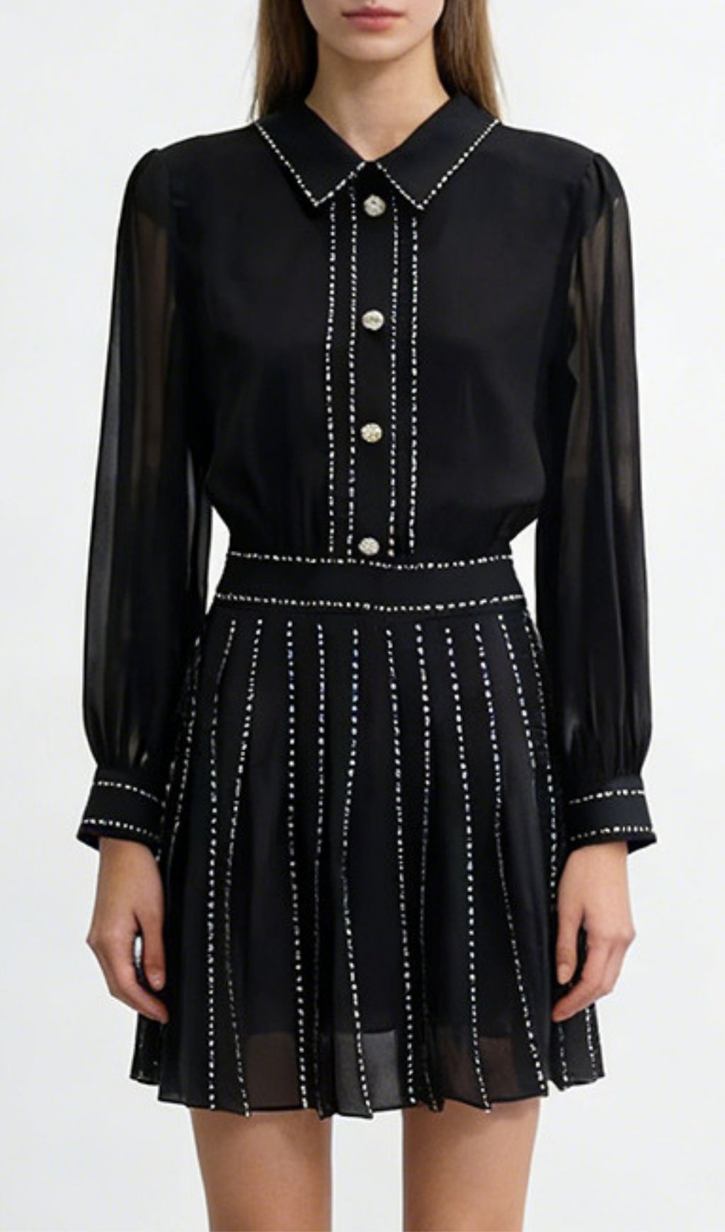Fashionslee Women Kaitlynn Black Long Sleeve Mini Dress