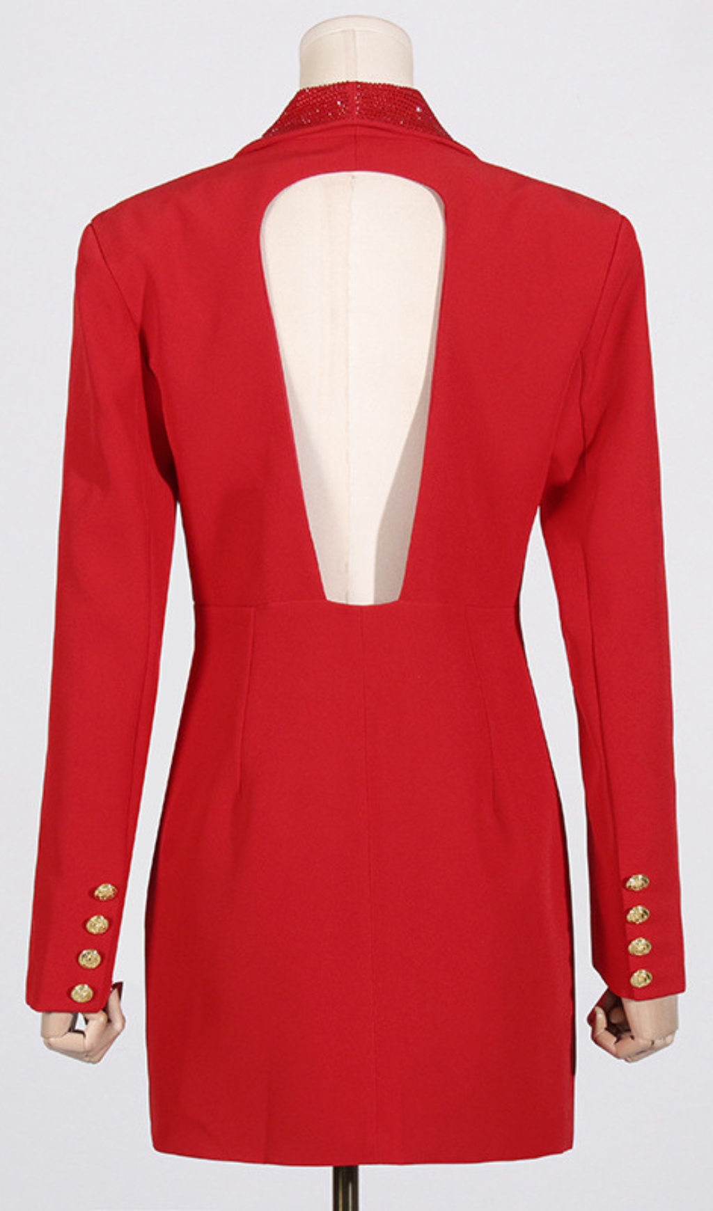 5e7cd564835f8a98cf3c49636630b9c9.jpg Fashionslee Women Dana Red Deep-V Diamante Backless Blazer