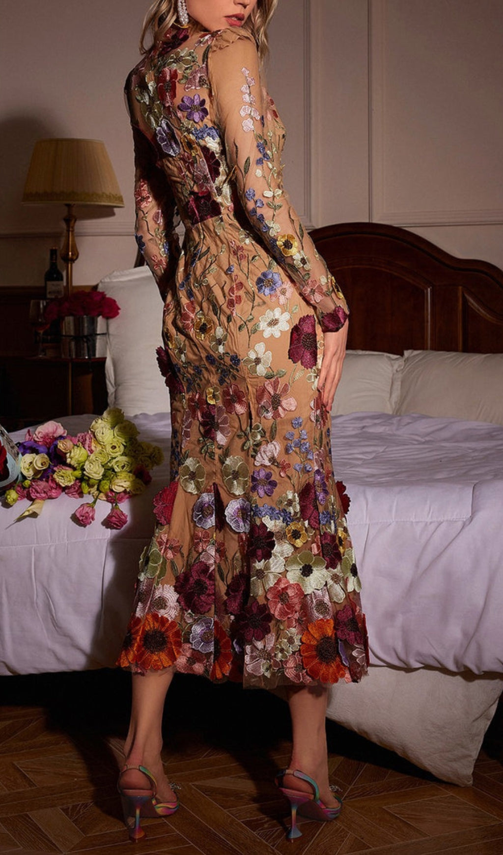 Fashionslee Women Altair Flower Mermaid Midi Dress