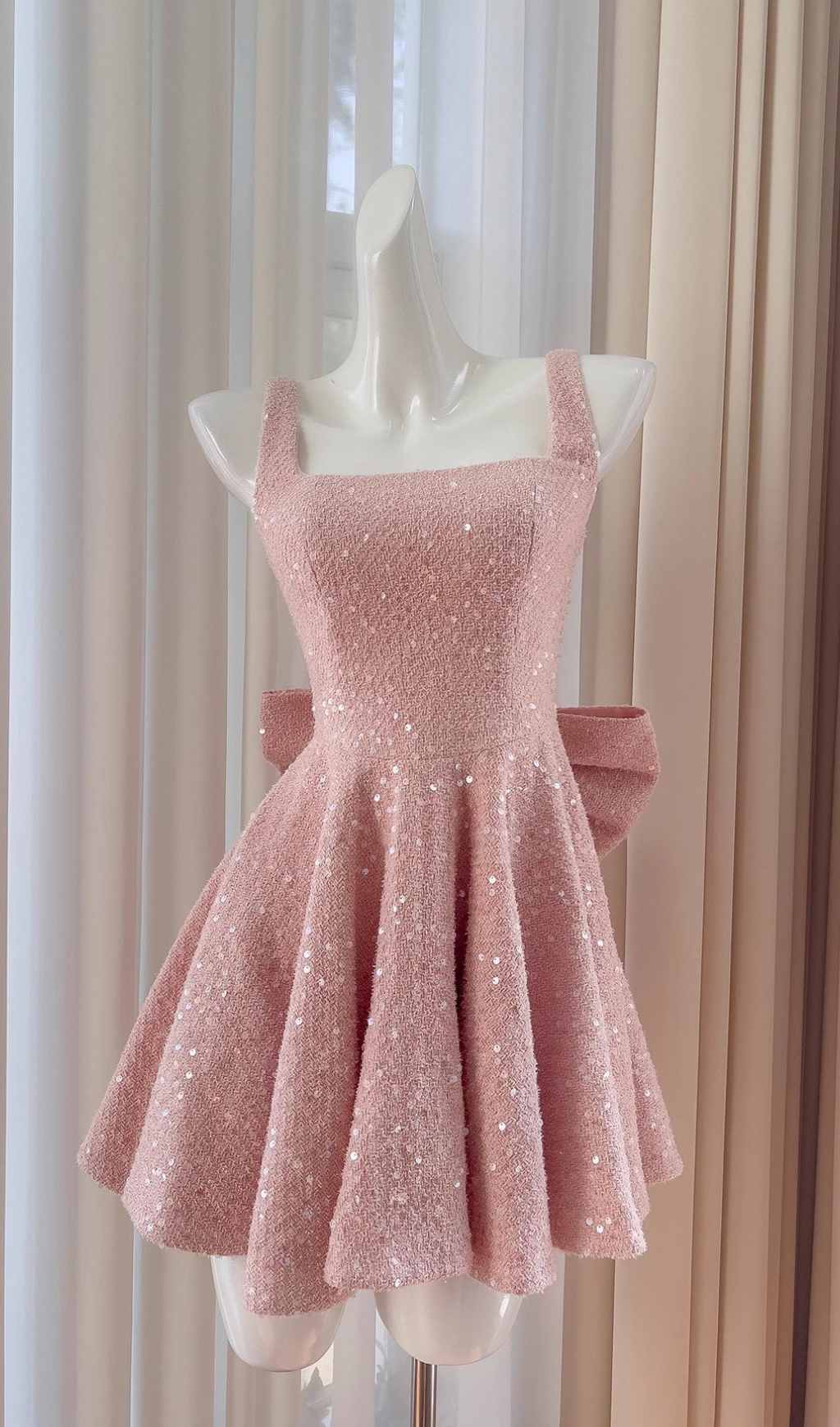 5ebde97b2e51eb1f6162e76db44e3575.jpg Fashionslee Women Dark Pink Bow Mini Dress