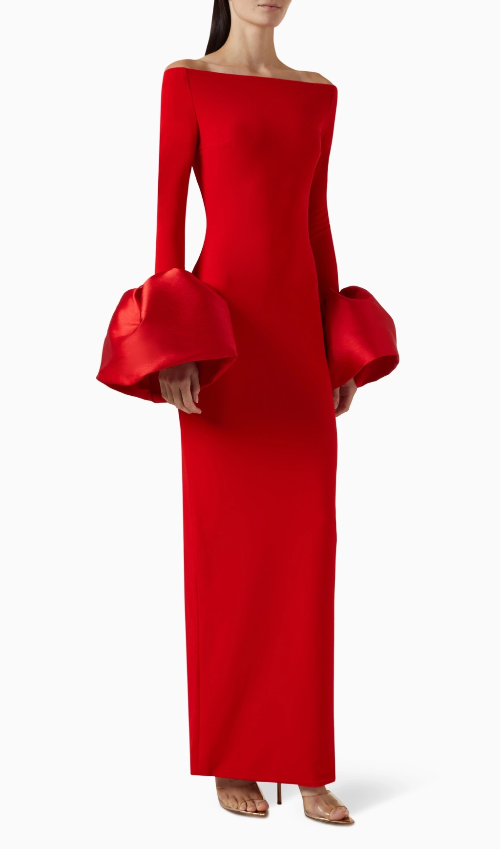 Fashionslee Women Chelsi Red Long Sleeve Maxi Dress