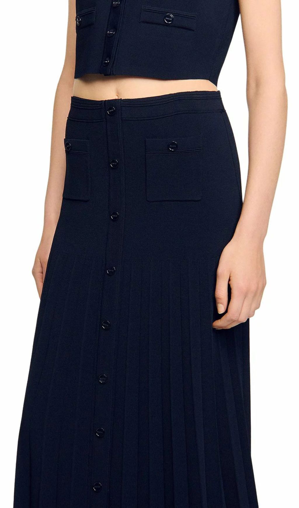 5ece4e30b11bd9eeade1fc7888dfa0b9.jpg Fashionslee Women Long Two Tone Knit Skirt