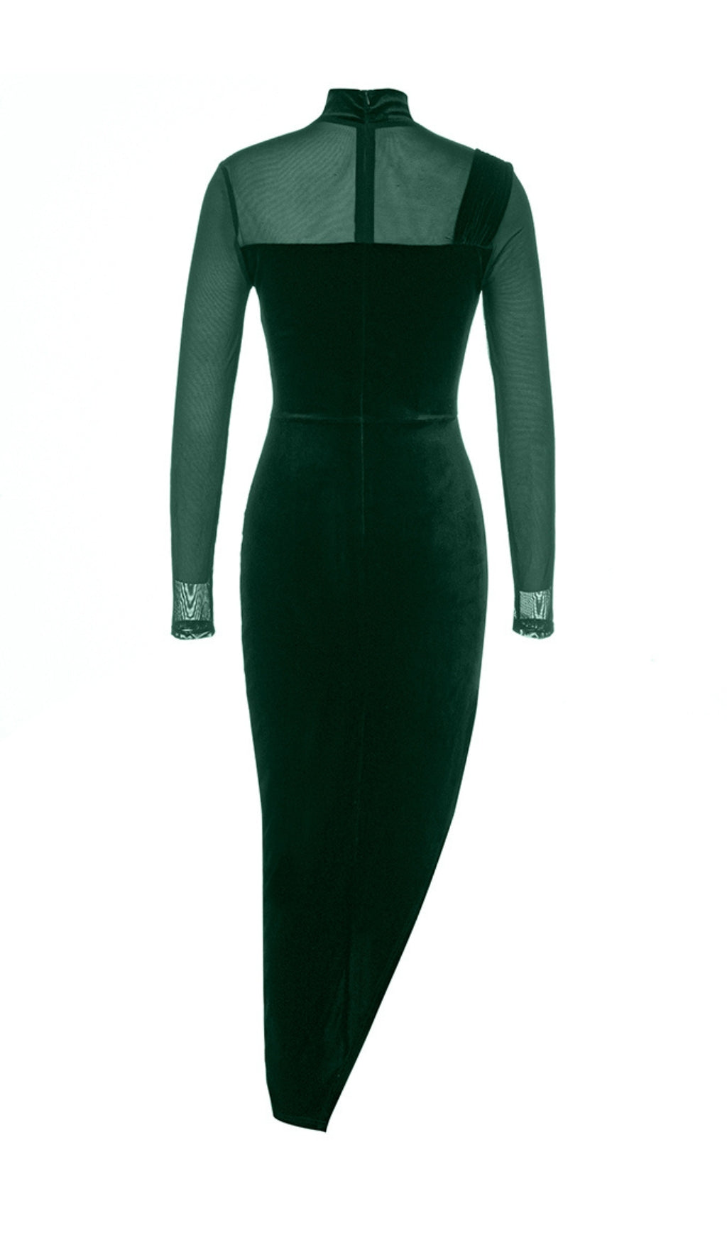 5ed51b0ddb8d8e10fc3520e30e9c6c99.jpeg Fashionslee Women Alessia Green Mesh Velvet Midi Dress