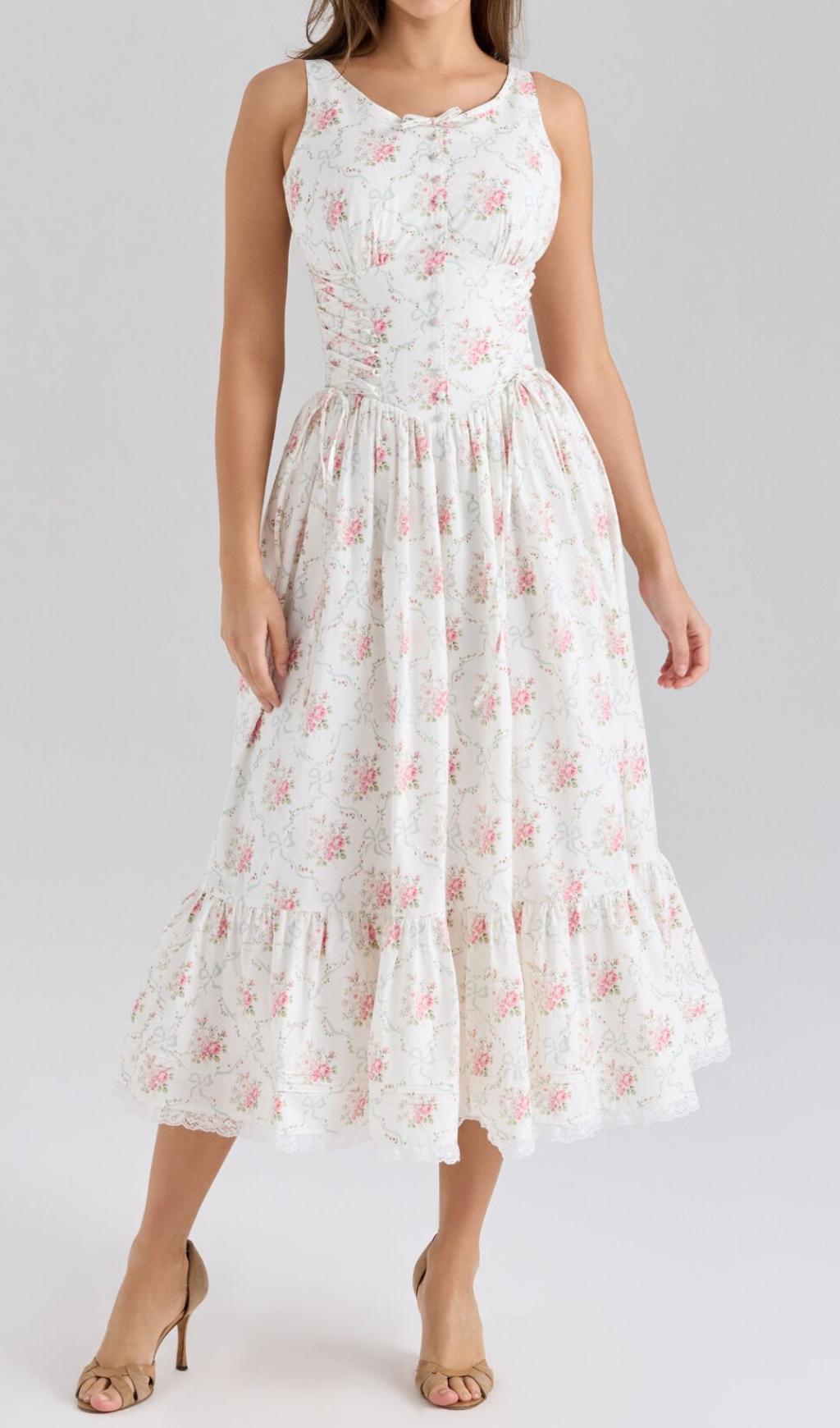 Fashionslee Women Haruhi Sleeveless Floral Midi Dress