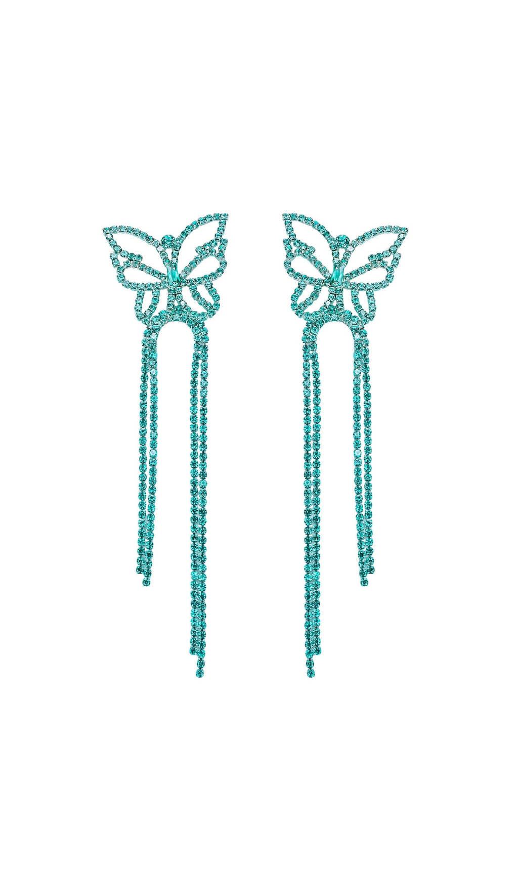 Fashionslee Women Dougal Blue Rhinestone Butterfly Tassel Earrings