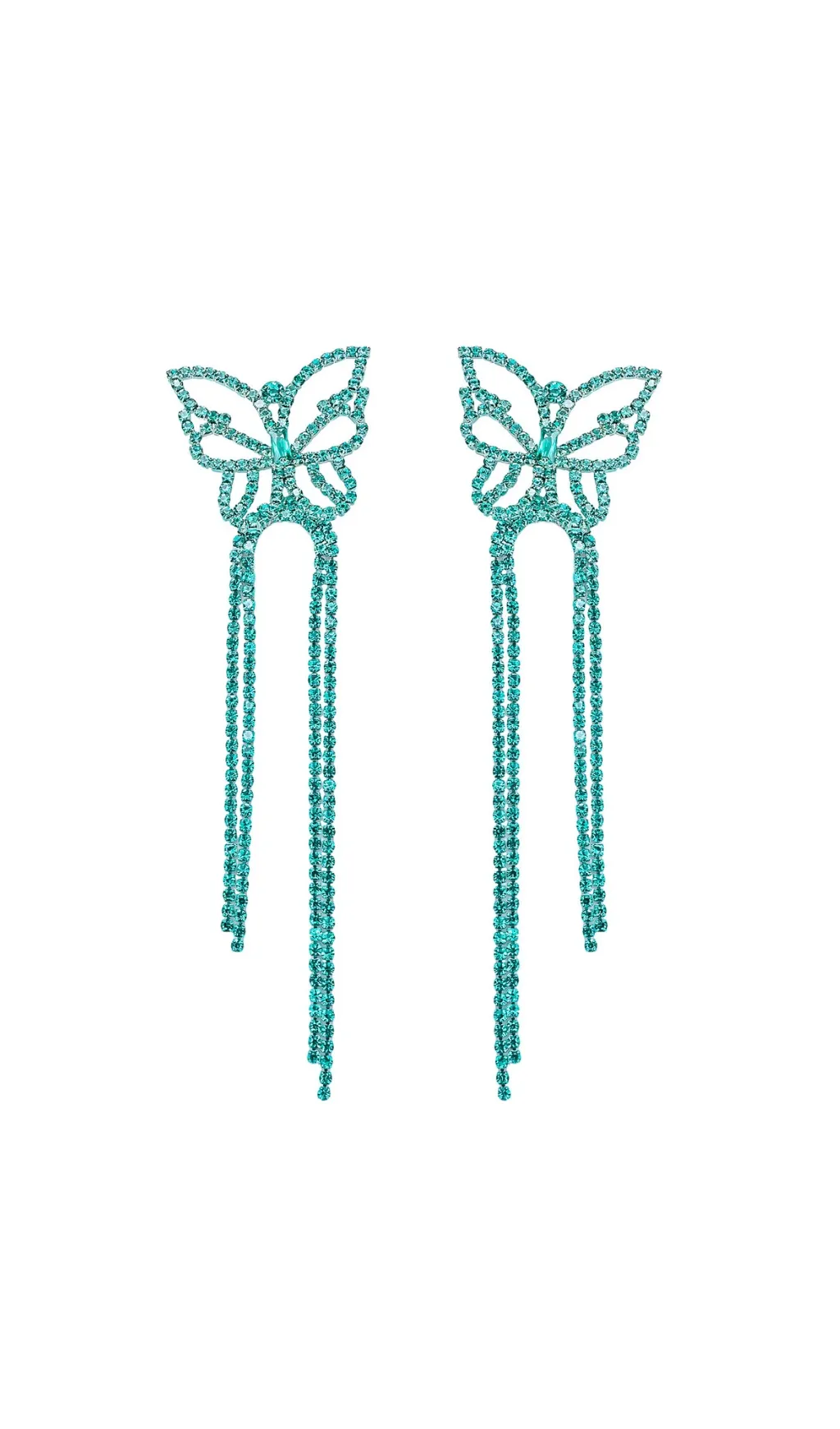 VIRAL BLUE RHINESTONE BUTTERFLY TASSEL EARRINGS - OWNCI VIRAL BLUE RHINESTONE BUTTERFLY TASSEL EARRINGS - OWNCI