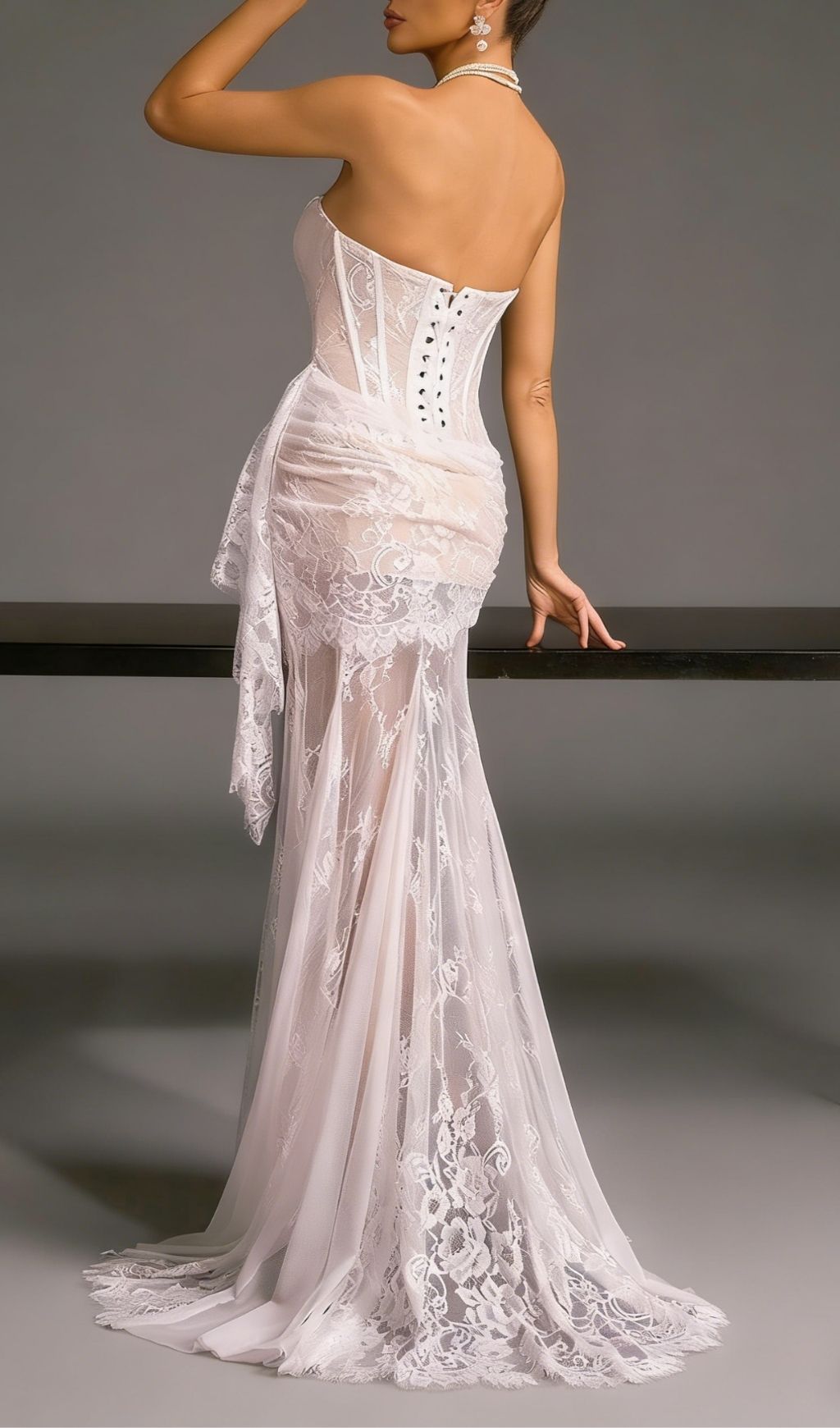 Fashionslee Women Yolita Strapless Lace Corset Maxi Dress